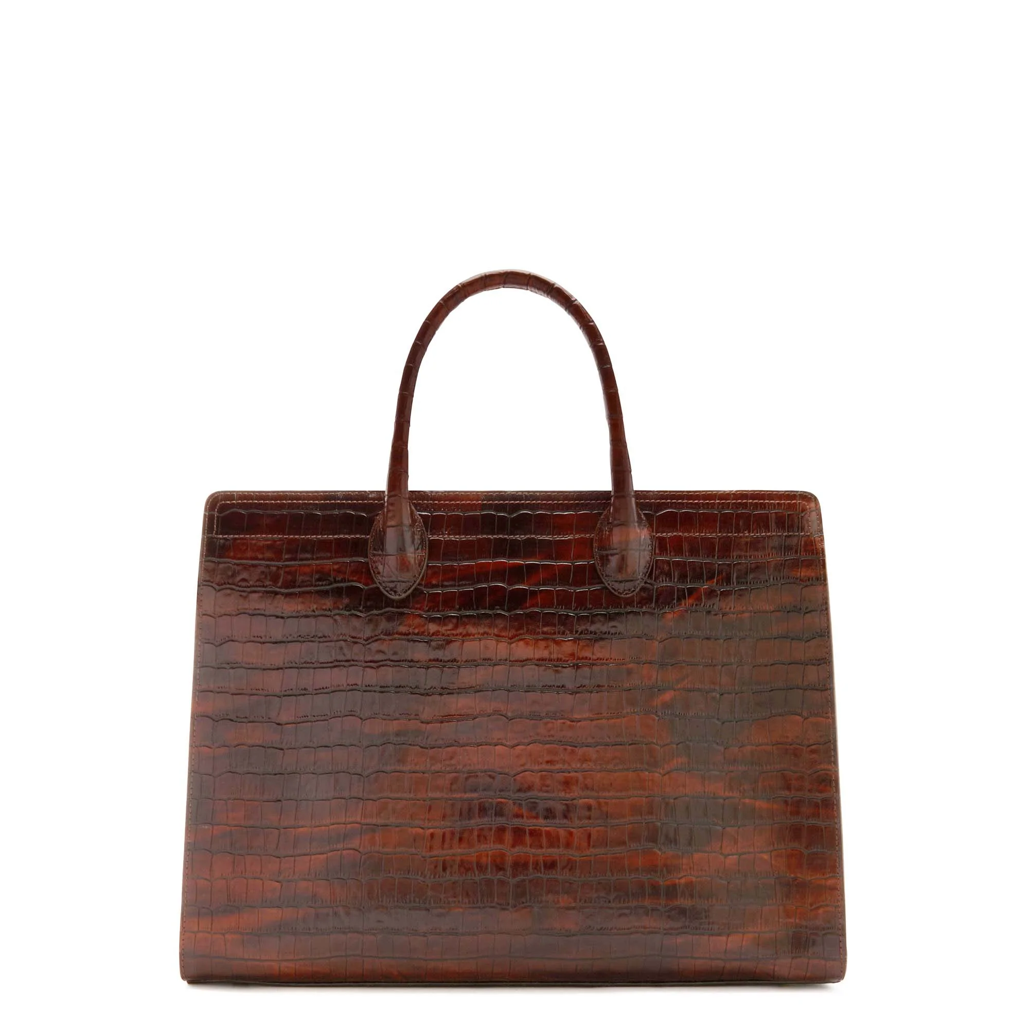 Isabel Bernard Honoré Nadine Croco Brown Leather Handbag made of Calfskin IB25034 - Image 6