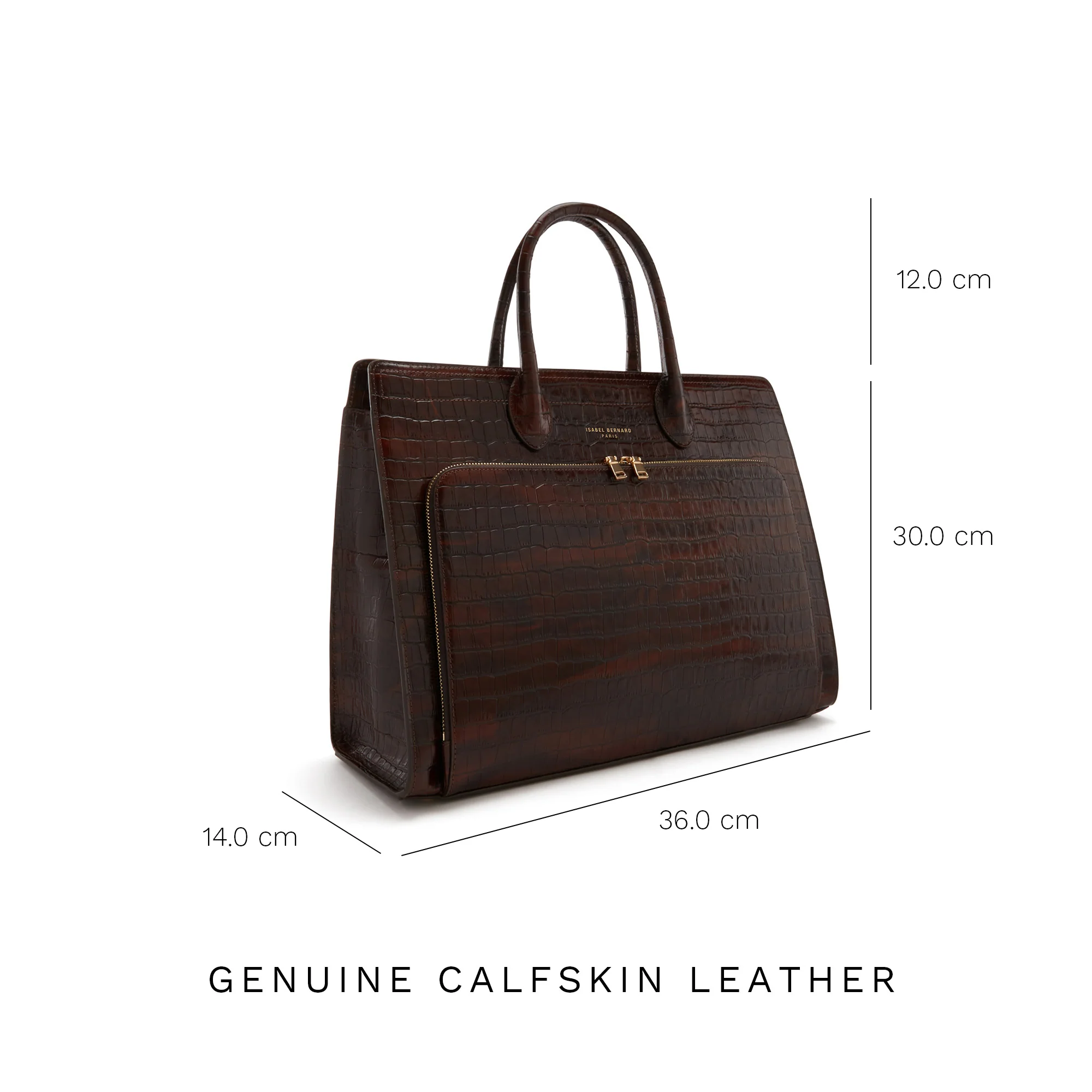 Isabel Bernard Honoré Nadine Croco Brown Leather Handbag made of Calfskin IB25034 - Image 8