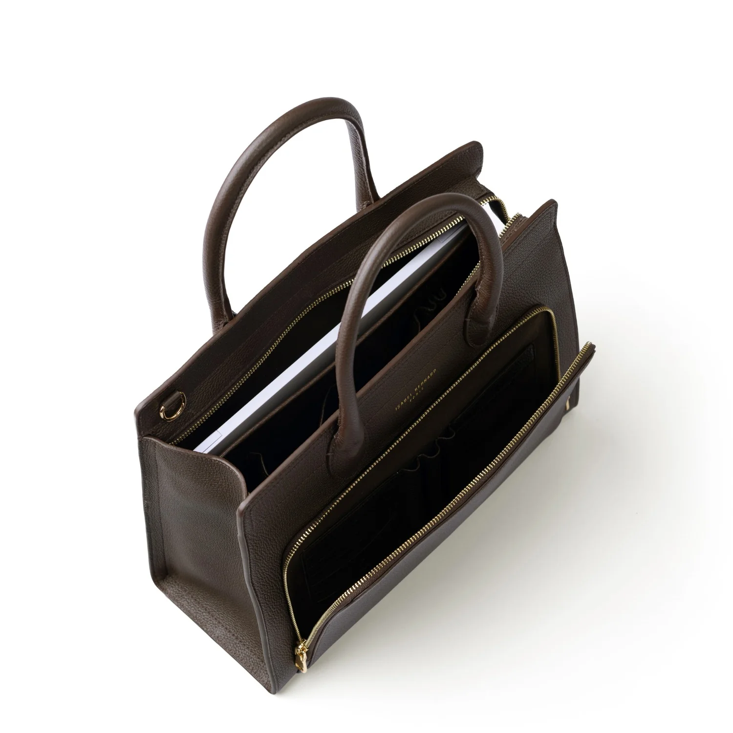 Isabel Bernard Honoré Nadine dark brown calfskin leather handbag with 13 inch laptop compartment IB25110-031-13 - Image 8