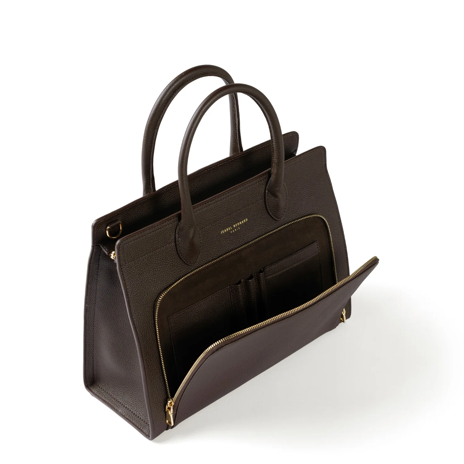 Isabel Bernard Honoré Nadine dark brown calfskin leather handbag with 13 inch laptop compartment IB25110-031-13 - Image 9