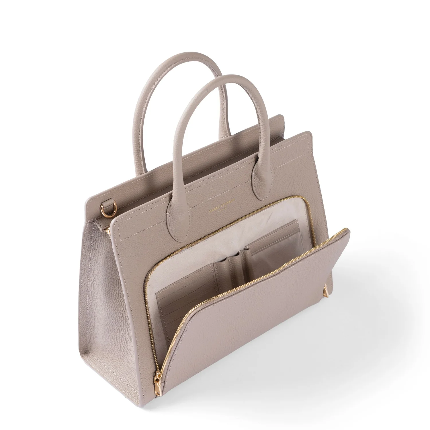 Isabel Bernard Honoré Nadine taupe calfskin leather handbag with 13 inch laptop compartment IB25110-078-13 - Image 10