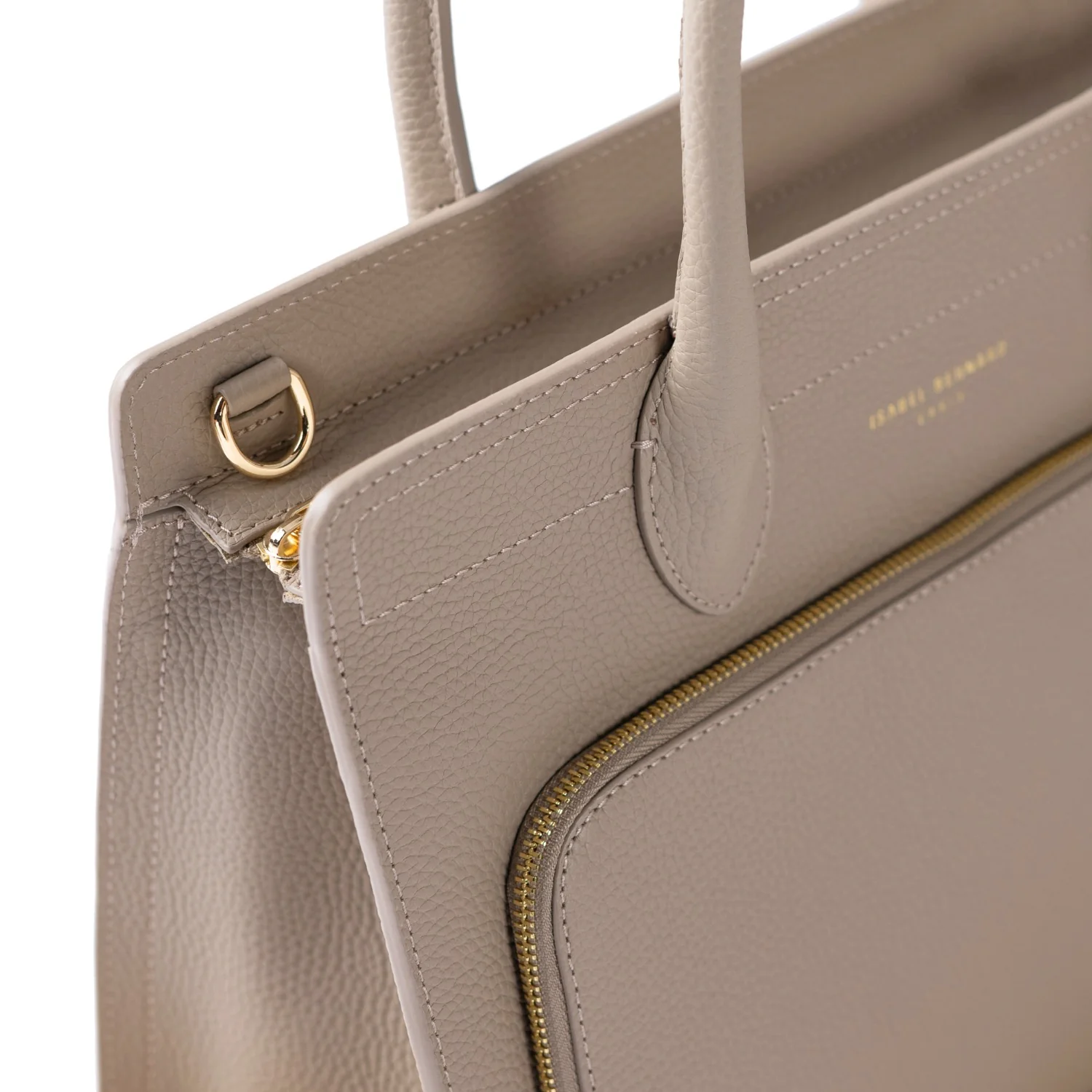 Isabel Bernard Honoré Nadine taupe calfskin leather handbag with 13 inch laptop compartment IB25110-078-13 - Image 7