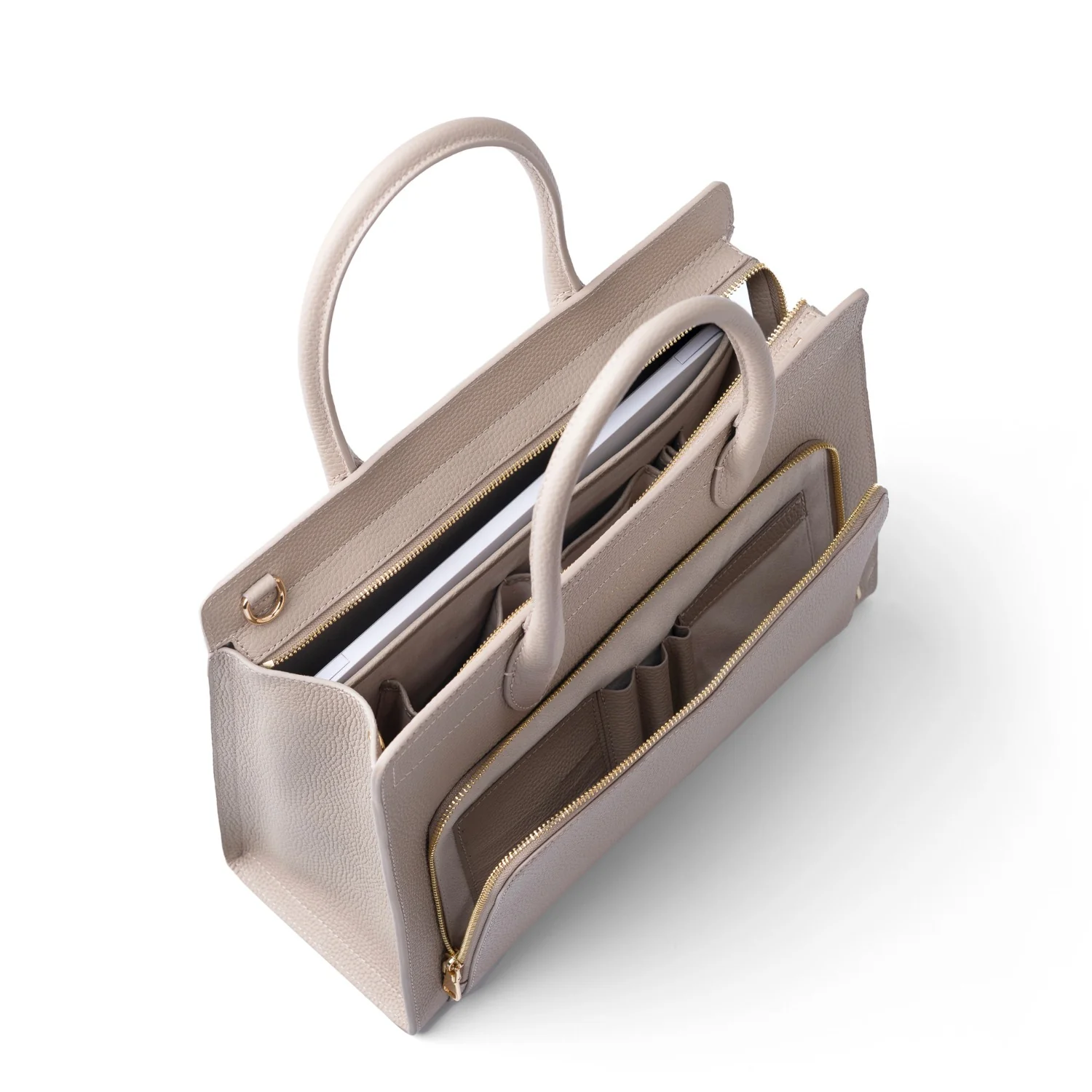 Isabel Bernard Honoré Nadine taupe calfskin leather handbag with 13 inch laptop compartment IB25110-078-13 - Image 9