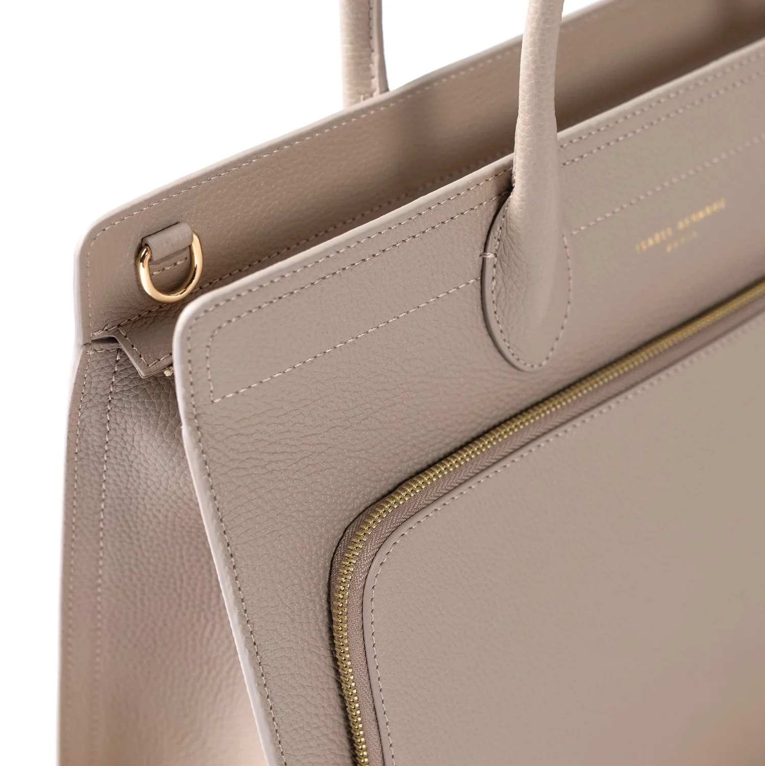 Isabel Bernard Honoré Nadine Taupe Leather Handbag made of Calfskin IB25038 - Image 6