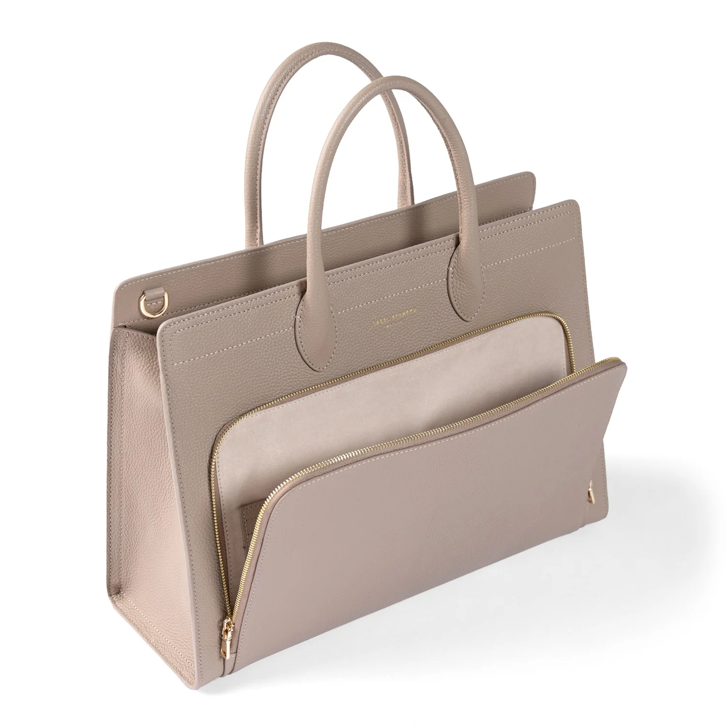 Isabel Bernard Honoré Nadine Taupe Leather Handbag made of Calfskin IB25038 - Image 8