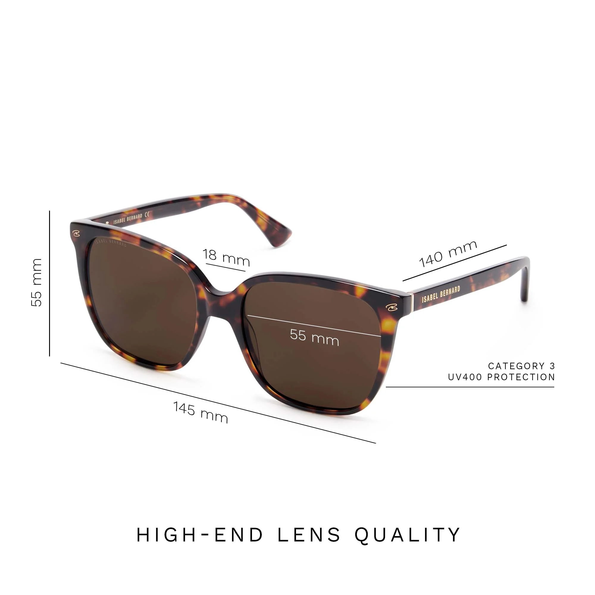 Isabel Bernard La Villette Raison Brown Tortoise Vierkante Sunglasses IB400007-14-14 - Image 9