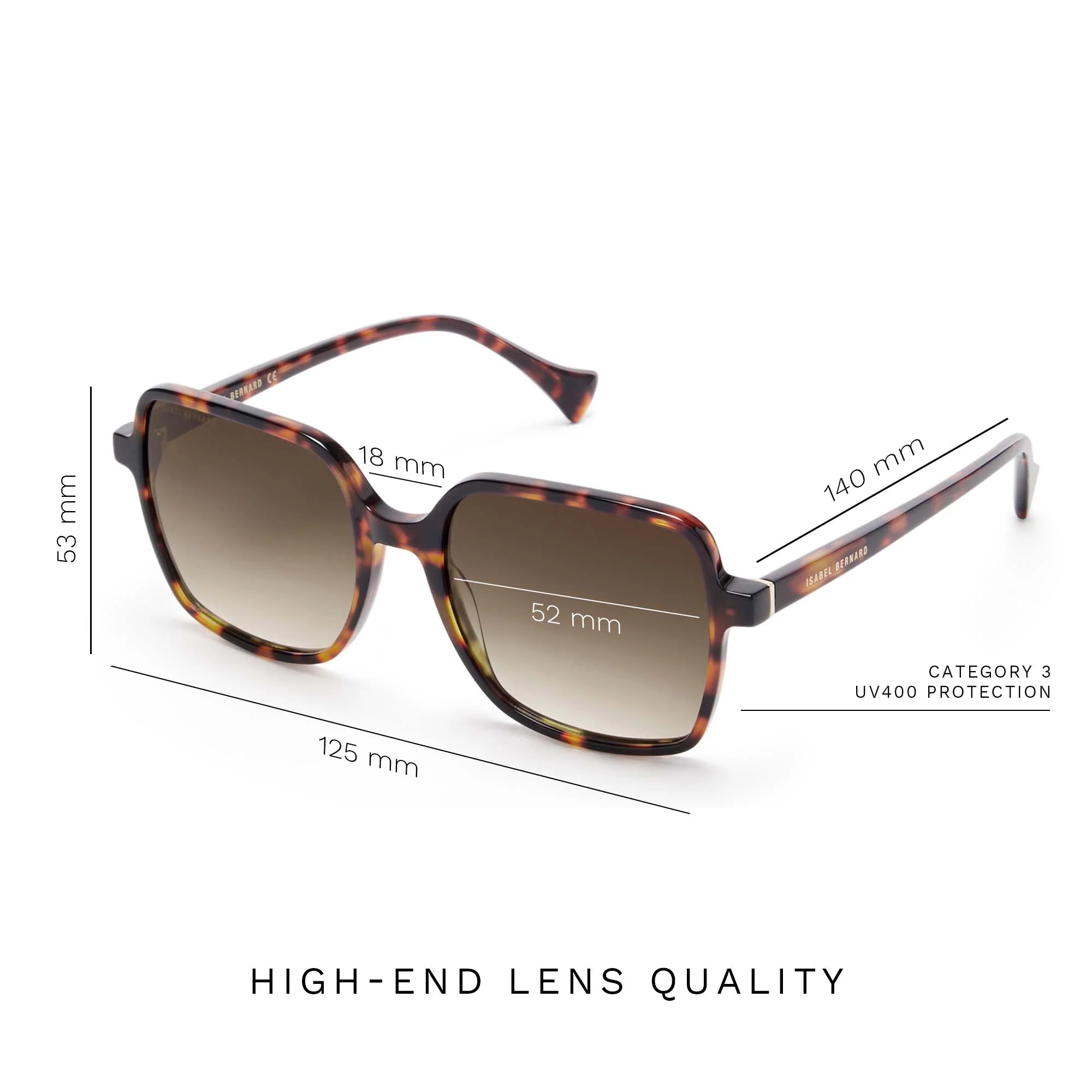 Isabel Bernard La Villette Rene Brown Tortoise Vierkante Sunglasses IB400000-14-14 - Image 9