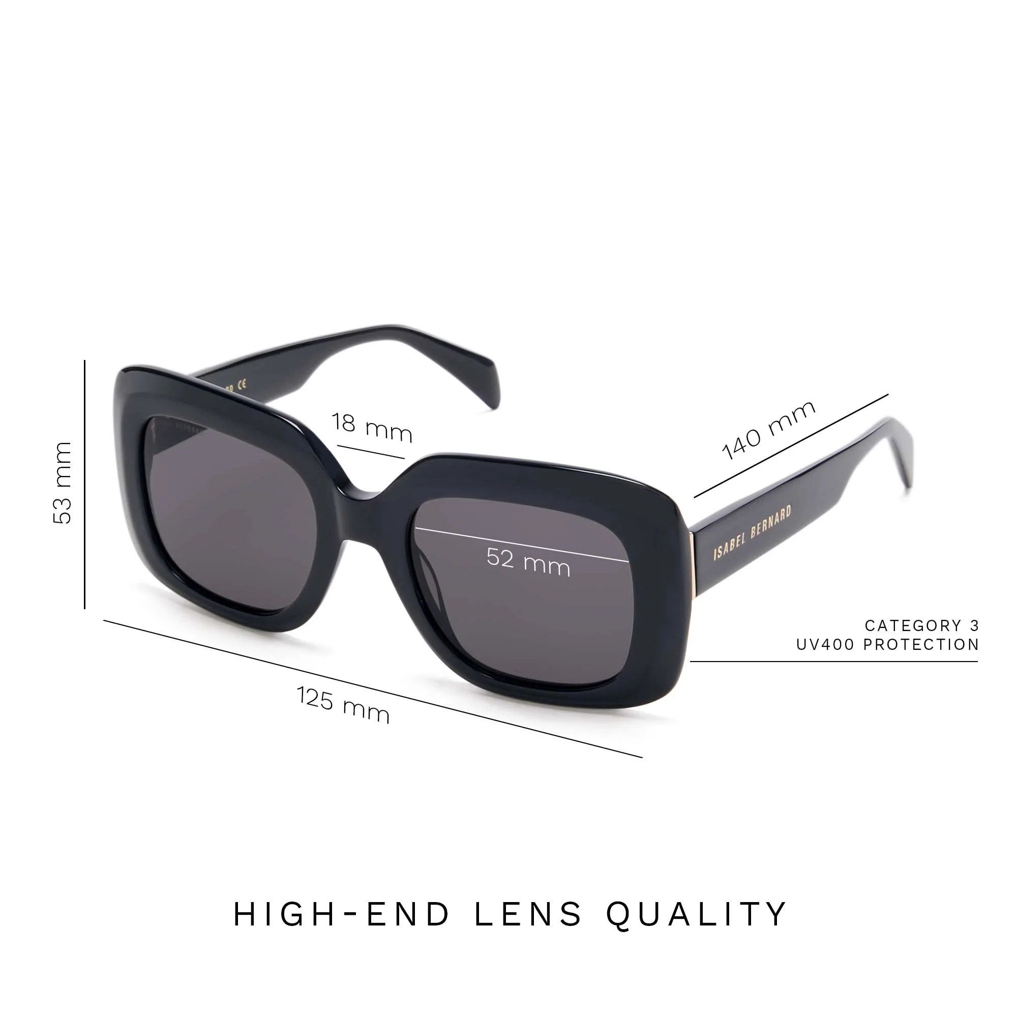 Isabel Bernard La Villette Rive Black Vierkante Sunglasses IB400003-01-01 - Image 9