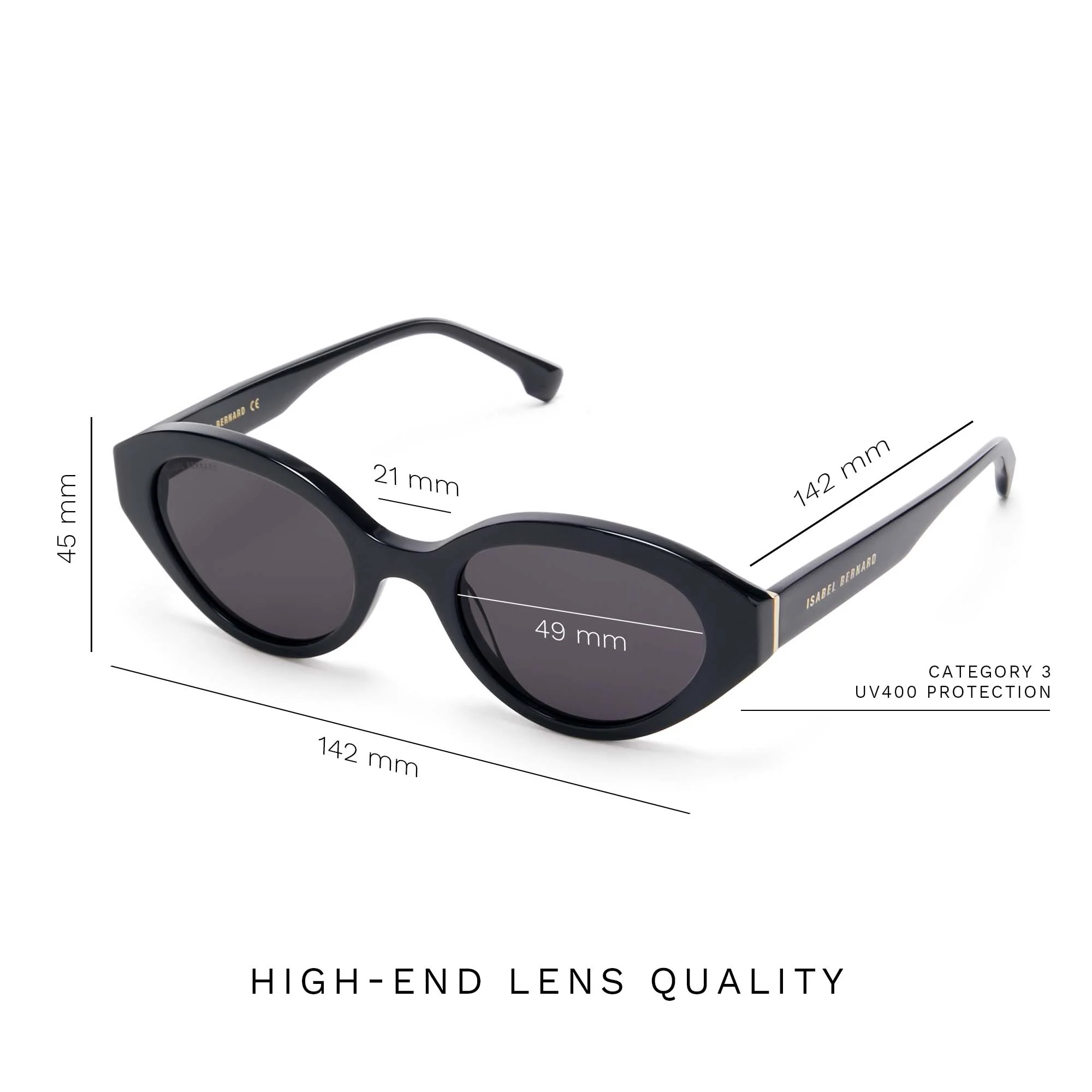 Isabel Bernard La Villette Rosaire Black Ovale Sunglasses IB400002-01-01 - Image 9