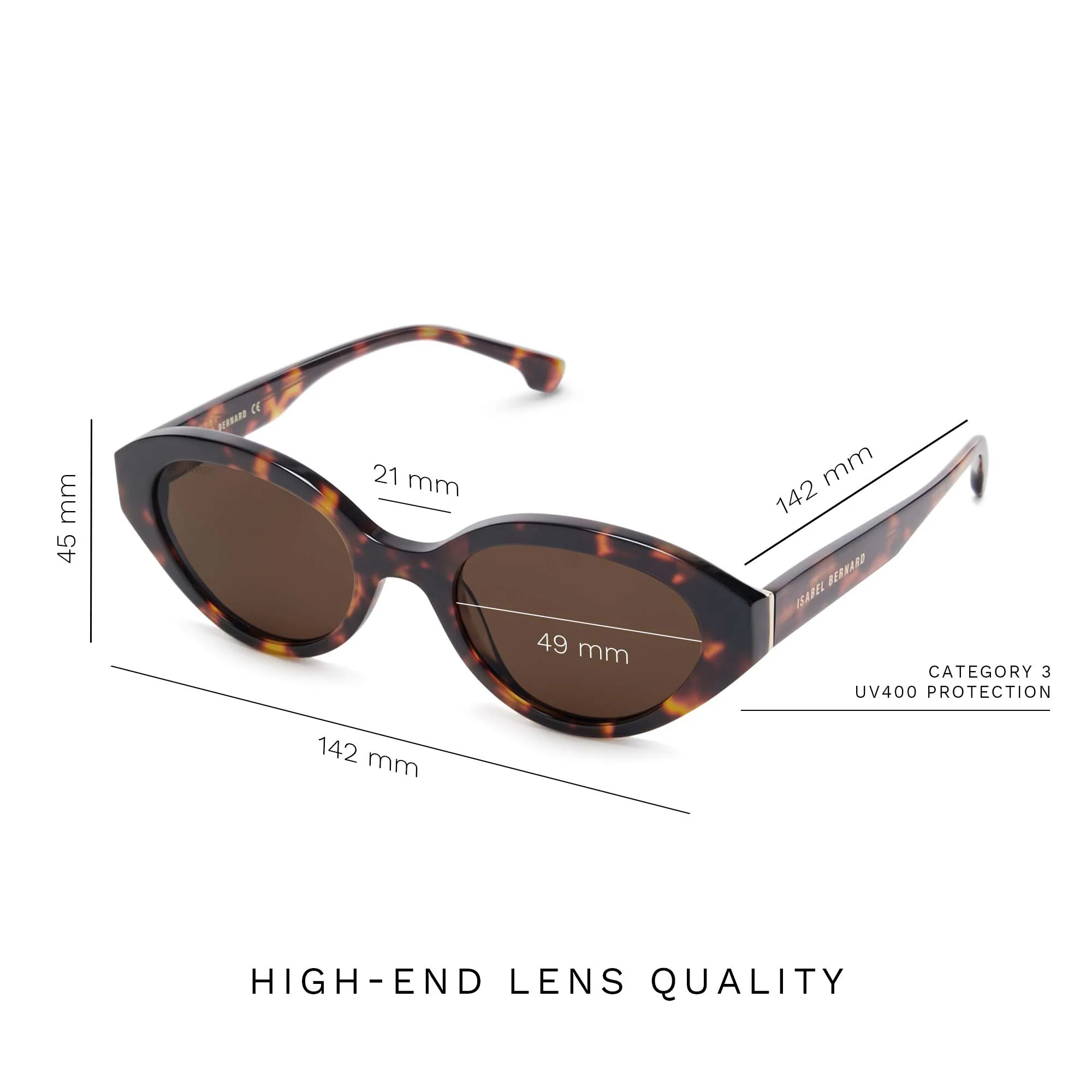 Isabel Bernard La Villette Rosaire Brown Tortoise Ovale Sunglasses IB400002-14-14 - Image 10