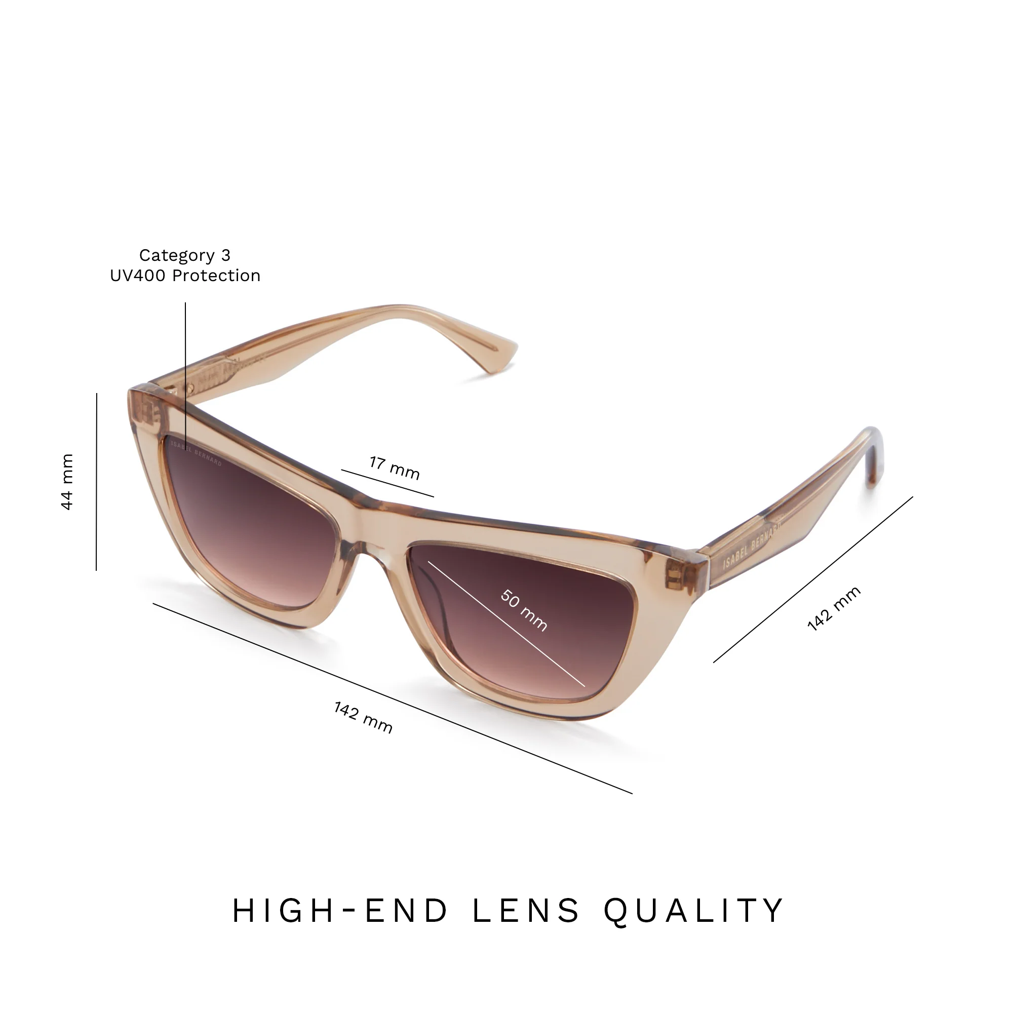 Isabel Bernard La Villette Roselin Transparant Beige Cat Eye Zonnebril IB400006-02-14 - Image 8