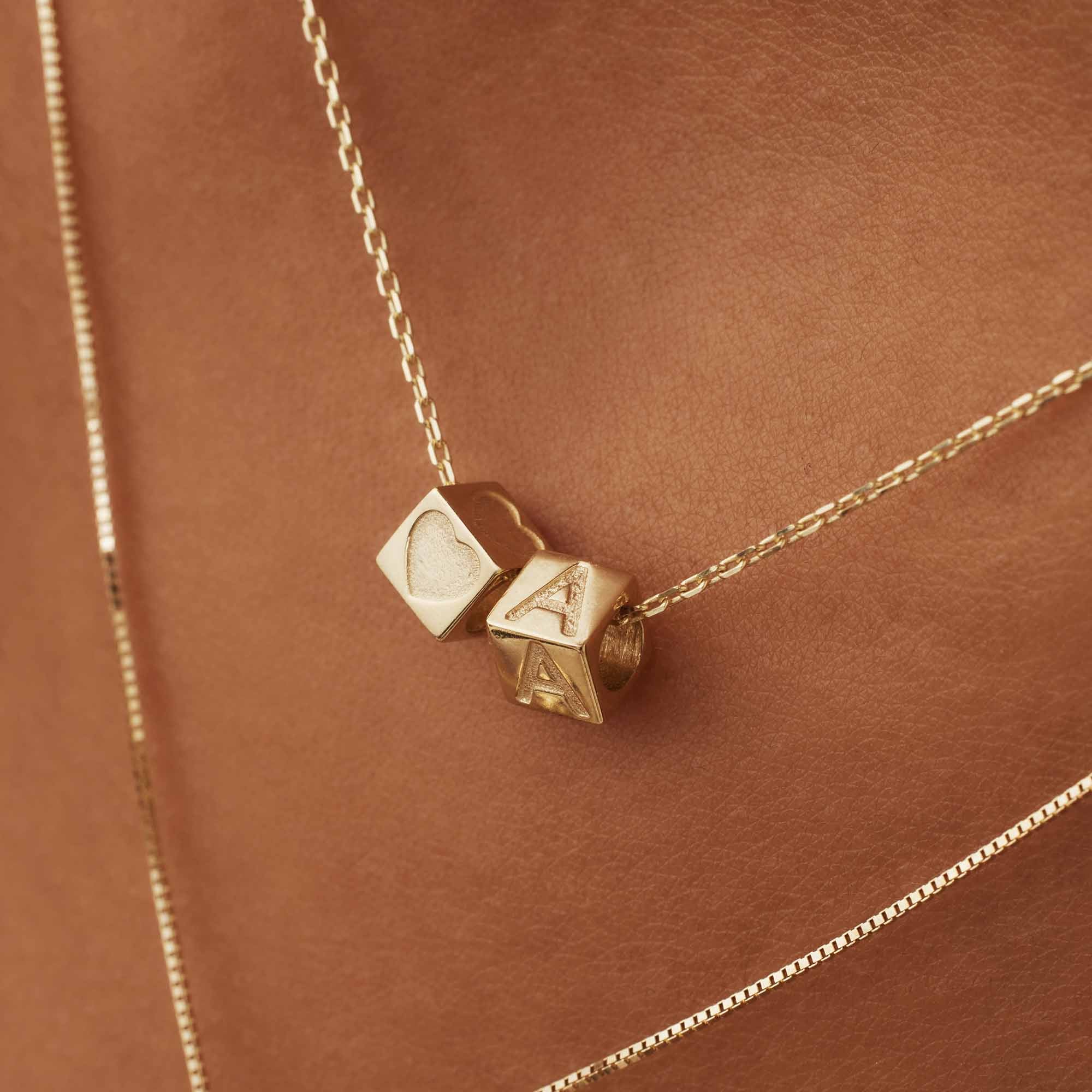 Isabel Bernard Le Carré Felie 14 Carat Golden Initial Charm cube IB340043 - Image 3