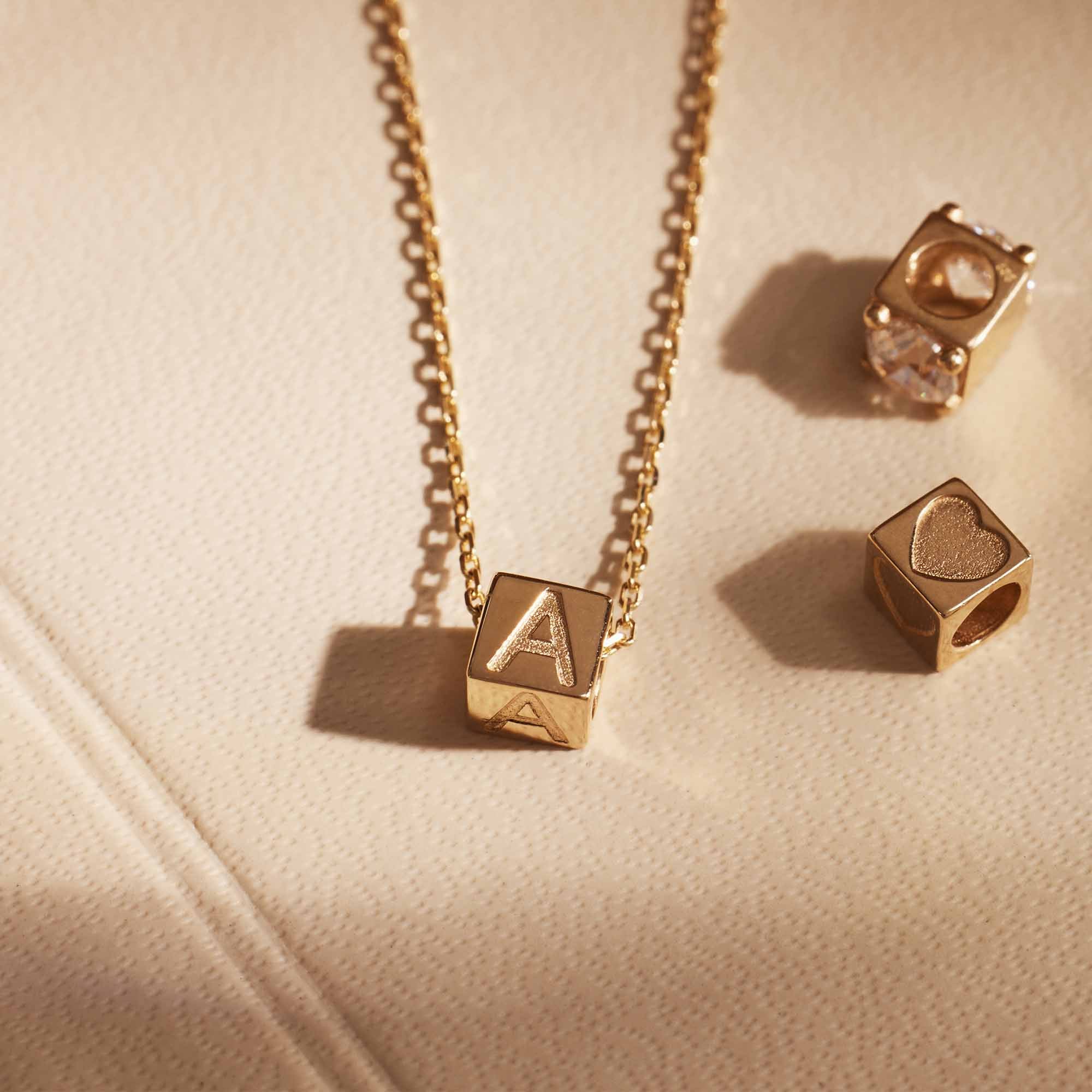 Isabel Bernard Le Carré Felie 14 Carat Golden Initial Charm cube IB340043 - Image 5