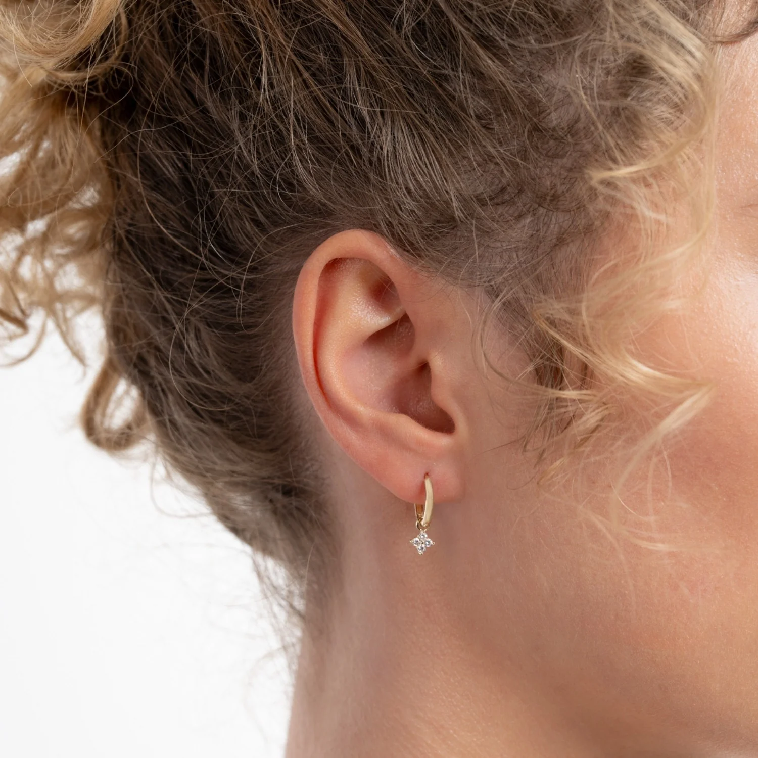 Isabel Bernard Le Marais Audrey 14 Karat Gold Hoop Earrings With Zirconia Stone IB360289 - Image 2