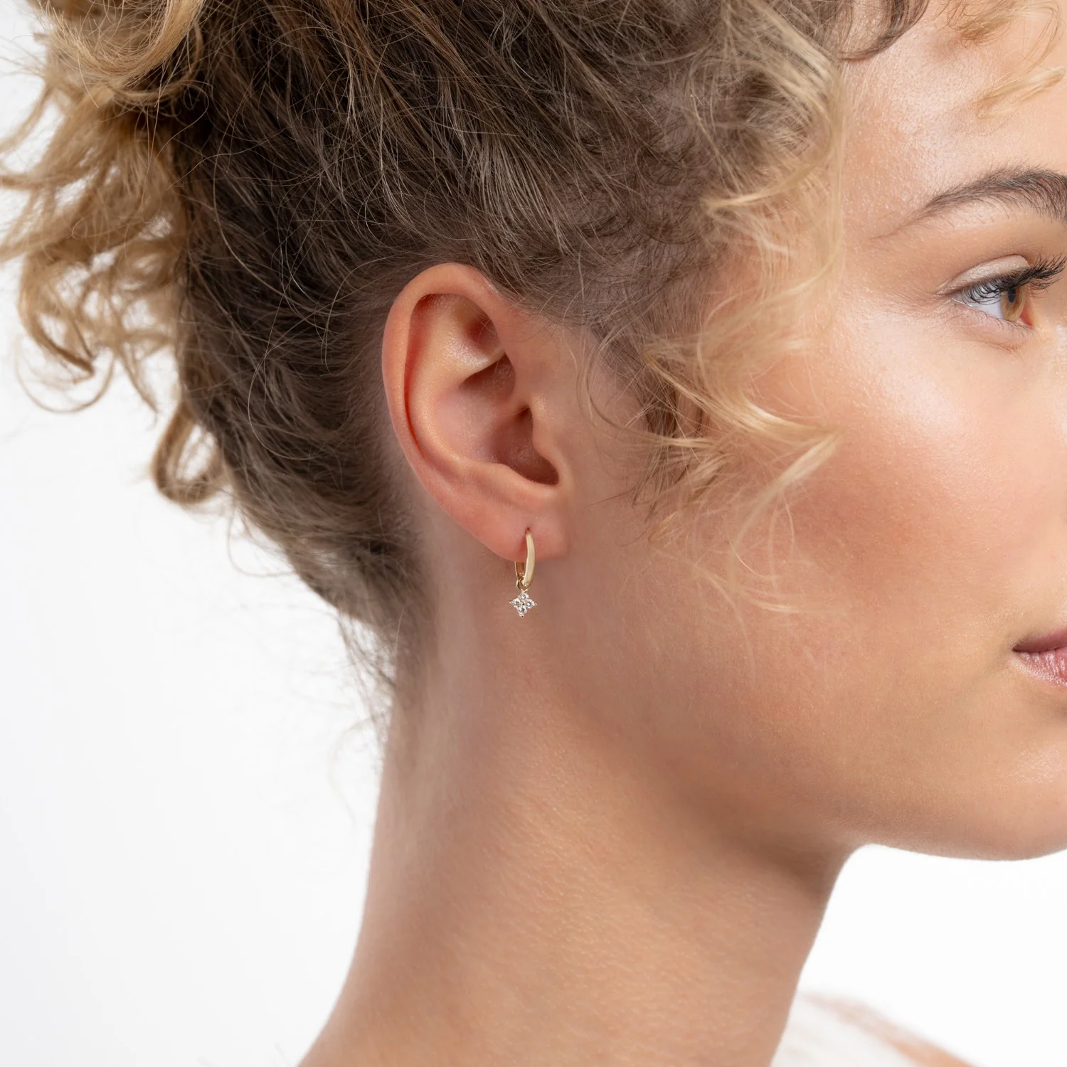 Isabel Bernard Le Marais Audrey 14 Karat Gold Hoop Earrings With Zirconia Stone IB360289 - Image 3