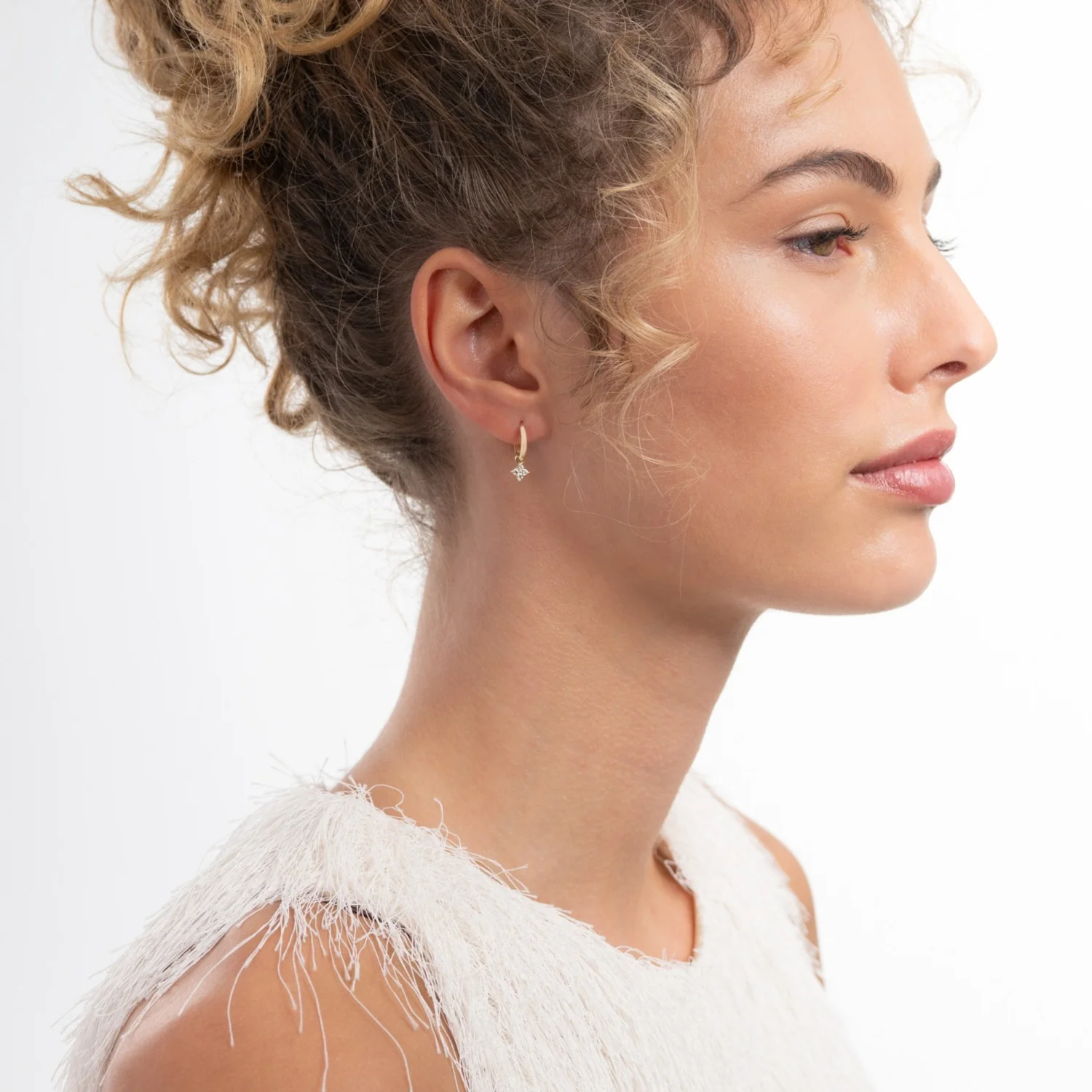 Isabel Bernard Le Marais Audrey 14 Karat Gold Hoop Earrings With Zirconia Stone IB360289 - Image 4