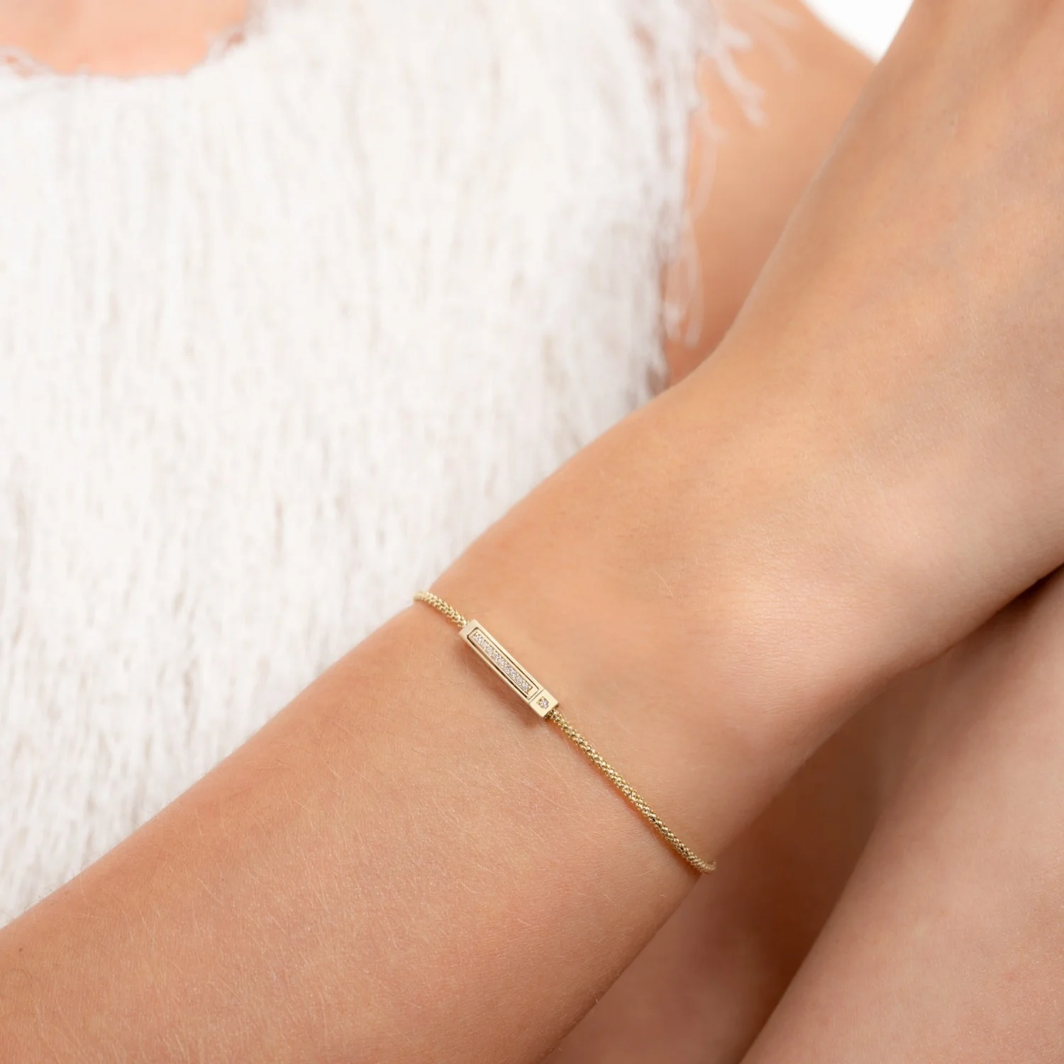 Isabel Bernard Le Marais Liaison 14 Karat Gold Bracelet With Zirconia Stones IB320154 - Image 2