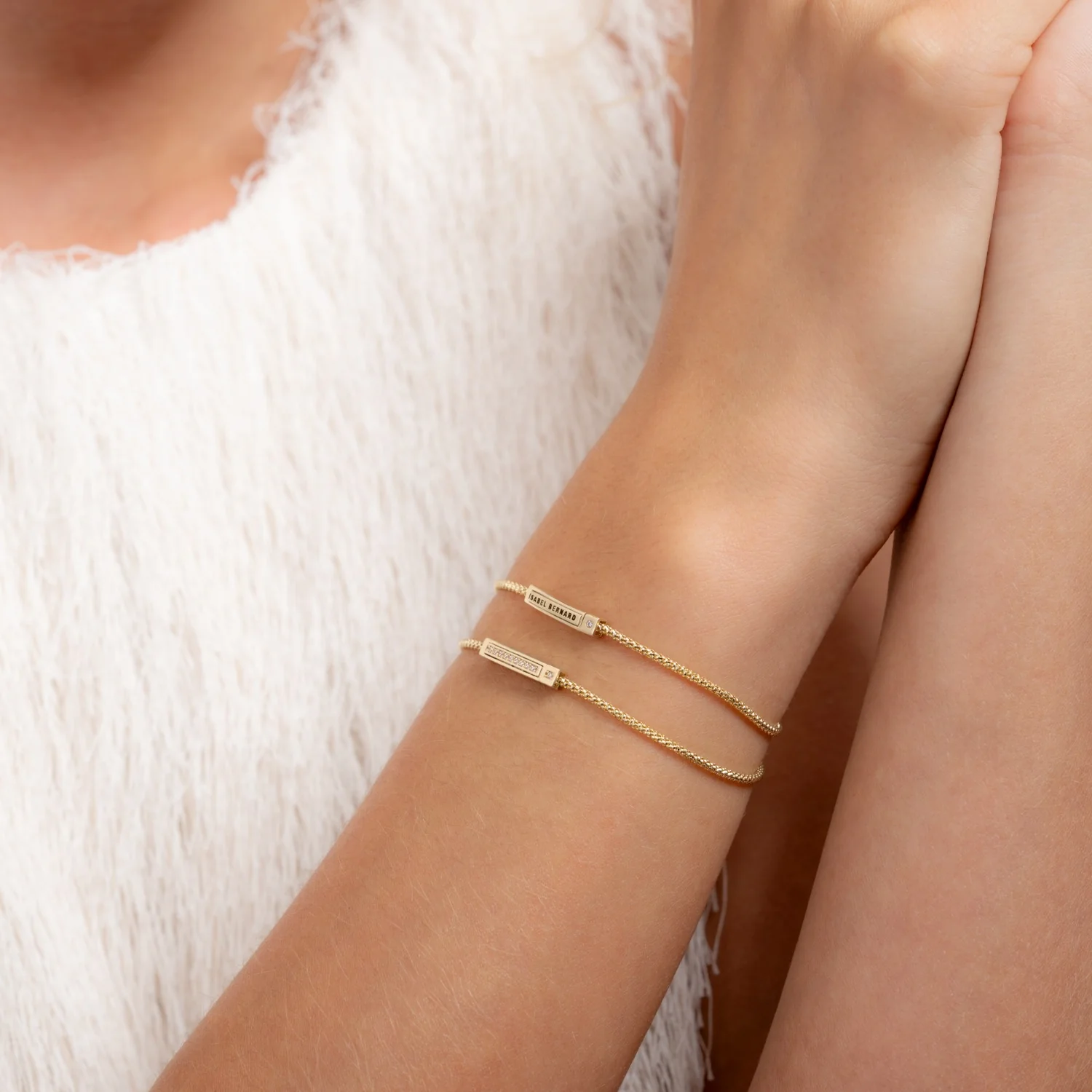 Isabel Bernard Le Marais Liaison 14 Karat Gold Bracelet With Zirconia Stones IB320154 - Image 4