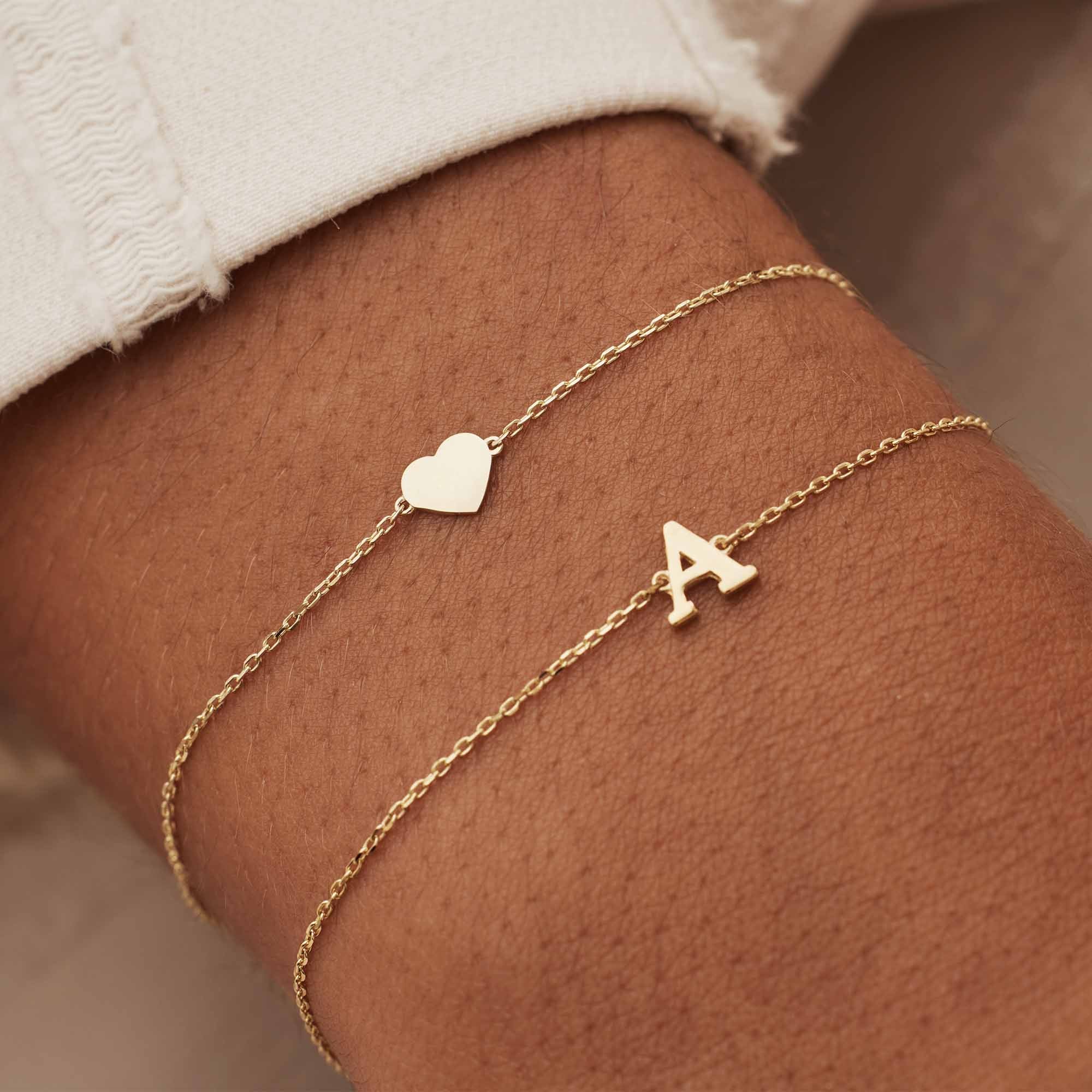 Isabel Bernard Le Marais Rachel 14 Carat Golden Initial Bracelet IB320101-A (Letter A) - Image 3
