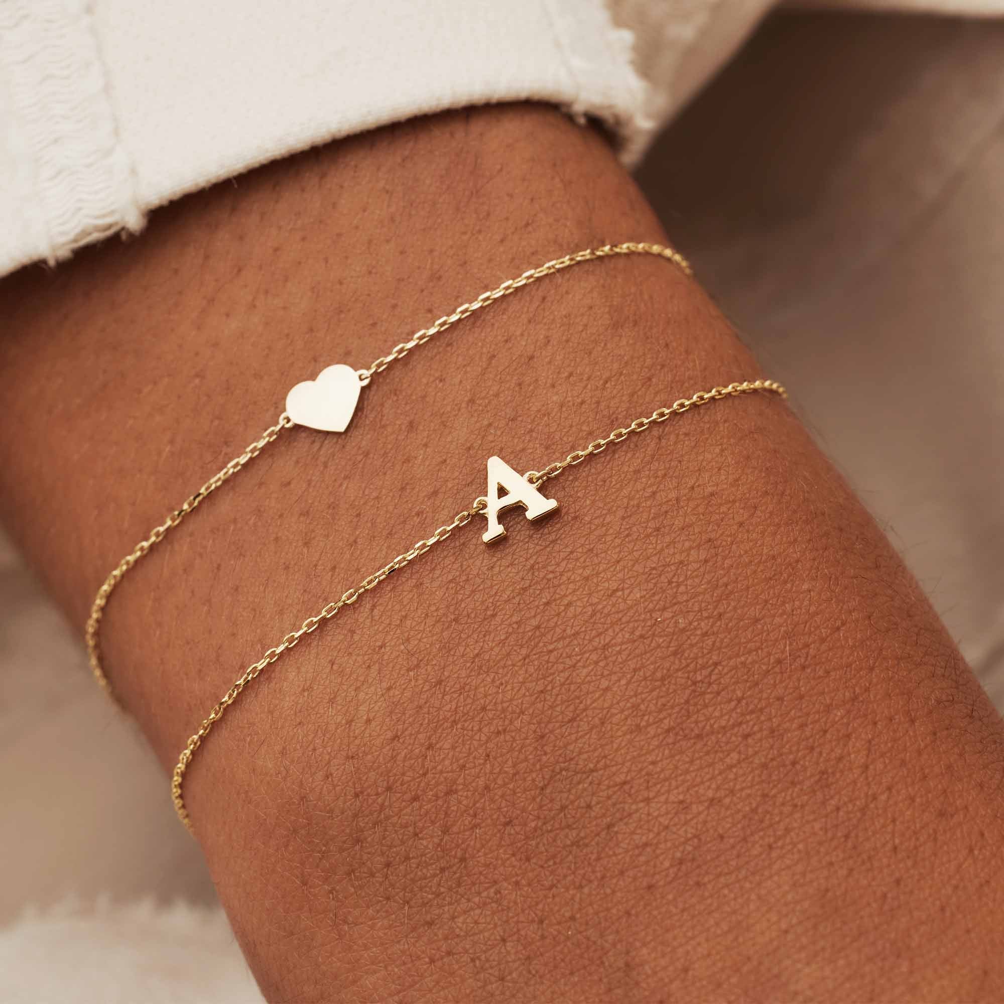 Isabel Bernard Le Marais Rachel 14 Carat Golden Initial Bracelet IB320101-A (Letter A) - Image 4