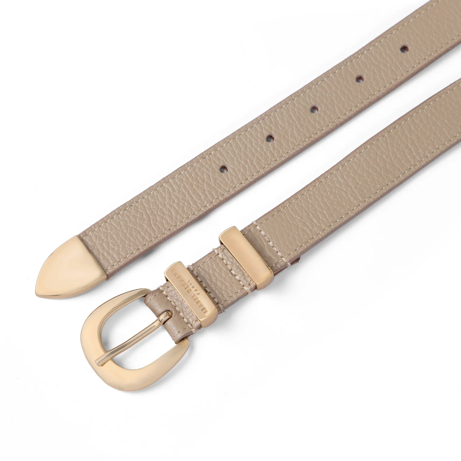 Isabel Bernard Rêveur Mathilde Taupe calfskin belt with gold-coloured buckle IB60020-078-95 - Image 4