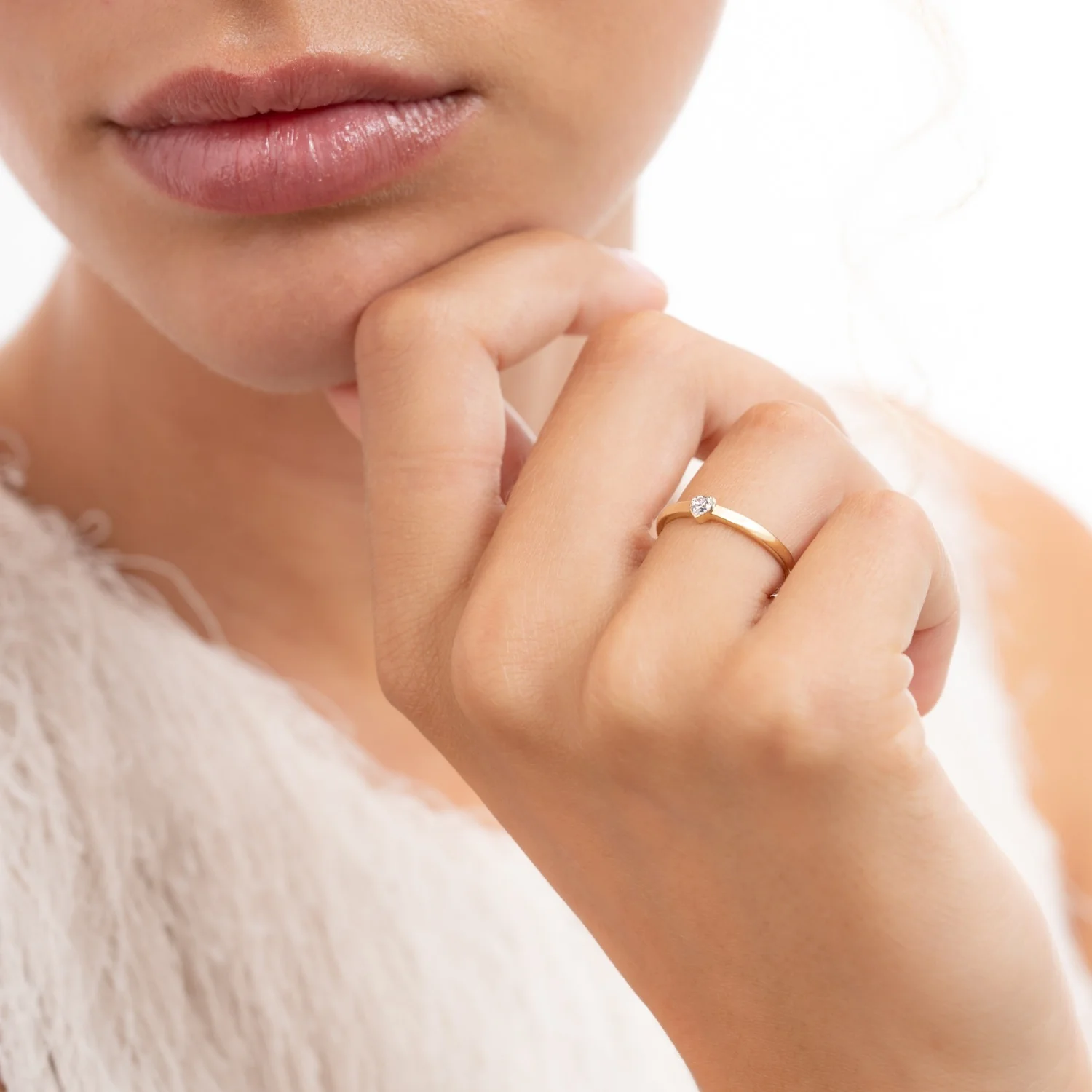 Isabel Bernard Rivoli Amore 14 Karat Gold Stacking Ring With Zirconia Stone IB330109-50 - Image 2
