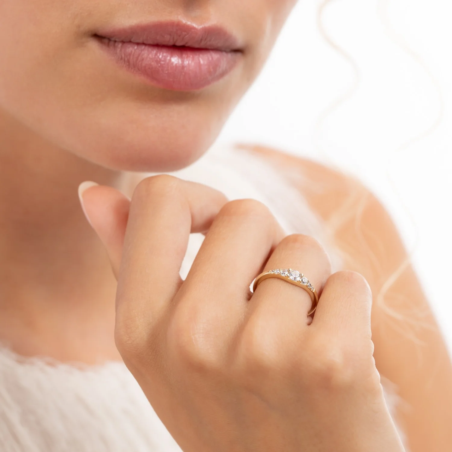 Isabel Bernard Rivoli Esme 14 Karat Gold Stacking Ring With Zirconia Stones IB330110-52 - Image 2