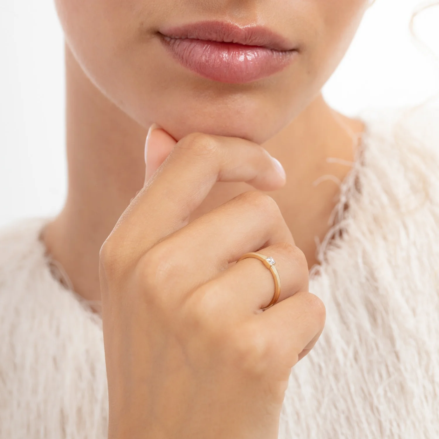 Isabel Bernard Rivoli Jodi 14 Karat Gold Stacking Ring With Zirconia Stone IB330111-50 - Image 2