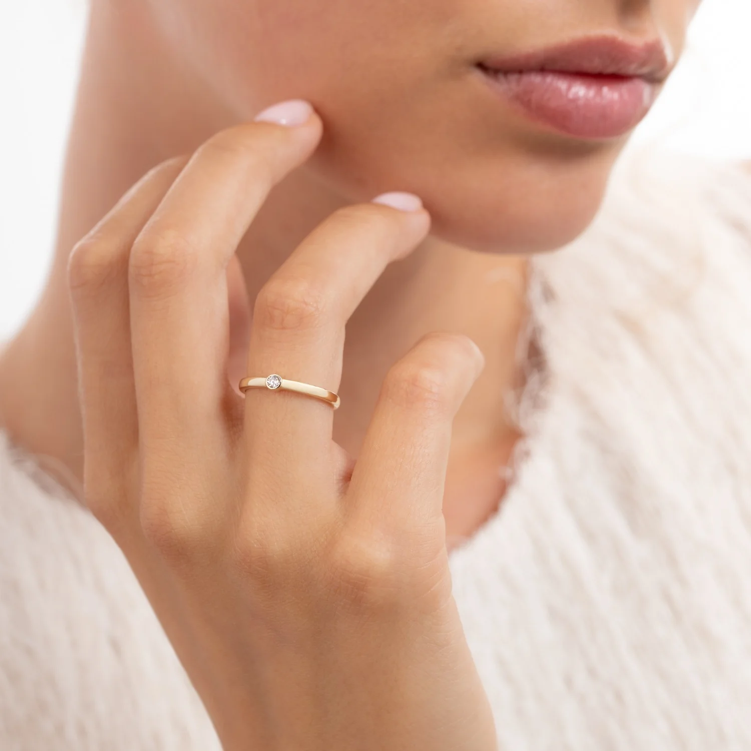 Isabel Bernard Rivoli Josie 14 Karat Gold Stacking Ring With Zirconia Stone IB330112-48 - Image 2