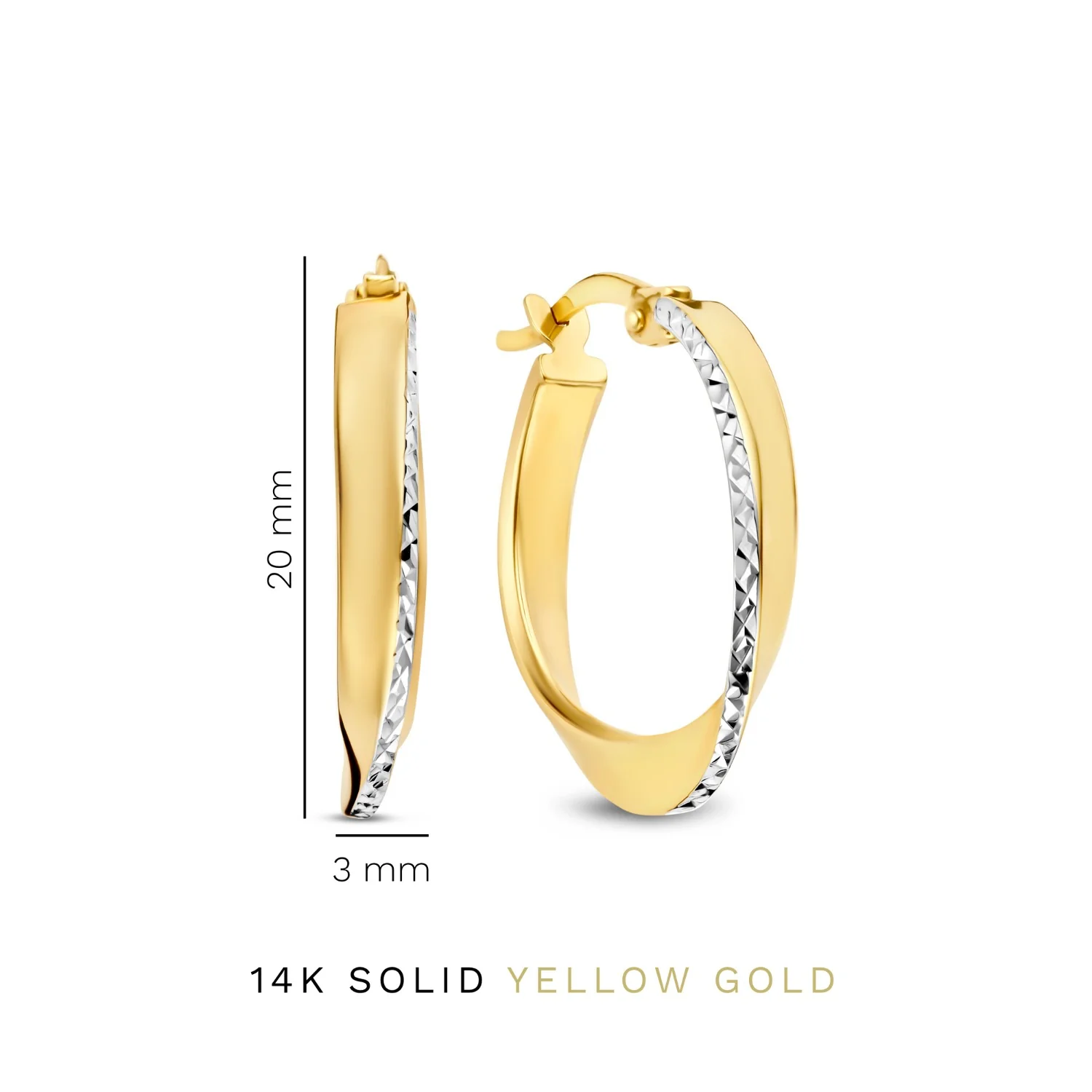 Isabel Bernard Rivoli Laura 14 carat Gold Hoop Earrings with Diamond Cut IB360258 - Image 5