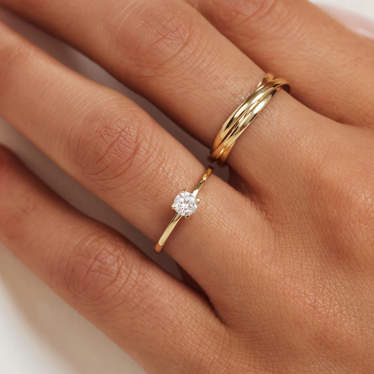 Isabel Bernard Rivoli Méline 14 Carat Golden Trinity Ring IB330078-60 - Image 3