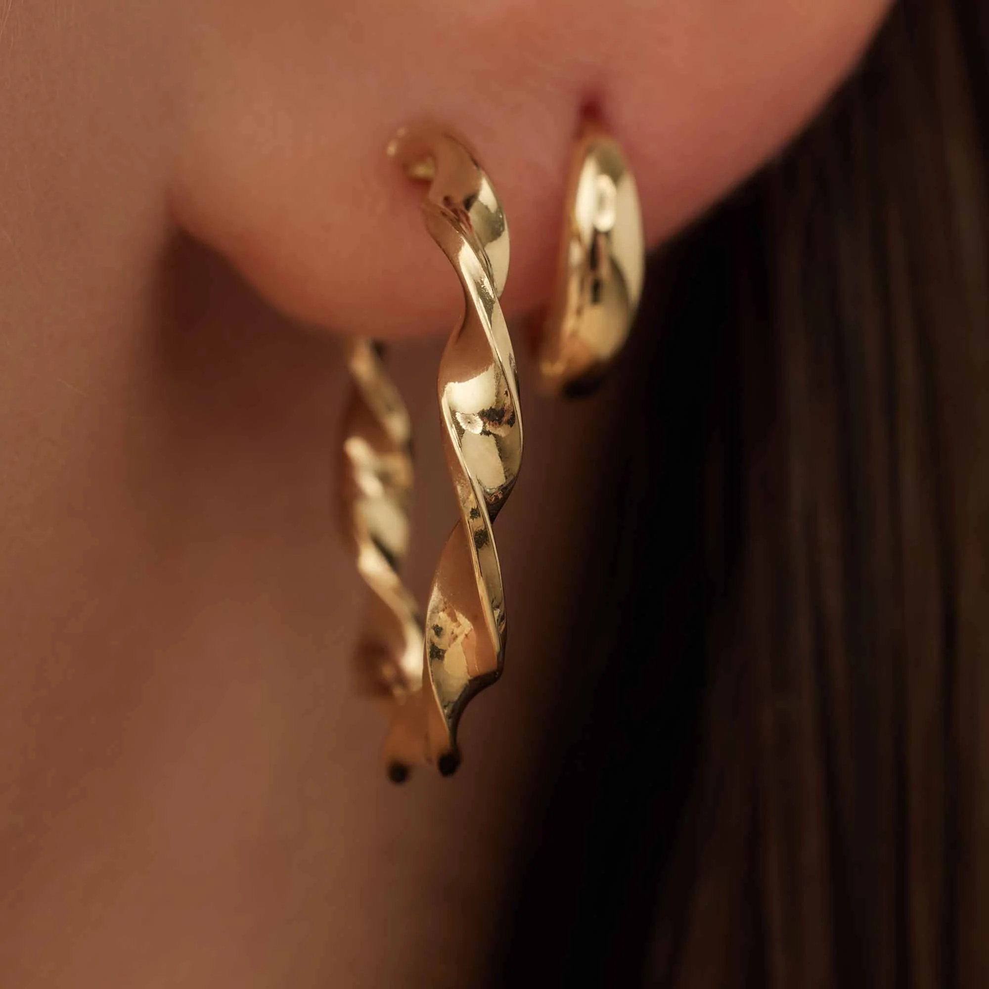 Isabel Bernard Rivoli Odette 14 Carat Golden Hoop Earrings  IB360241 - Image 3