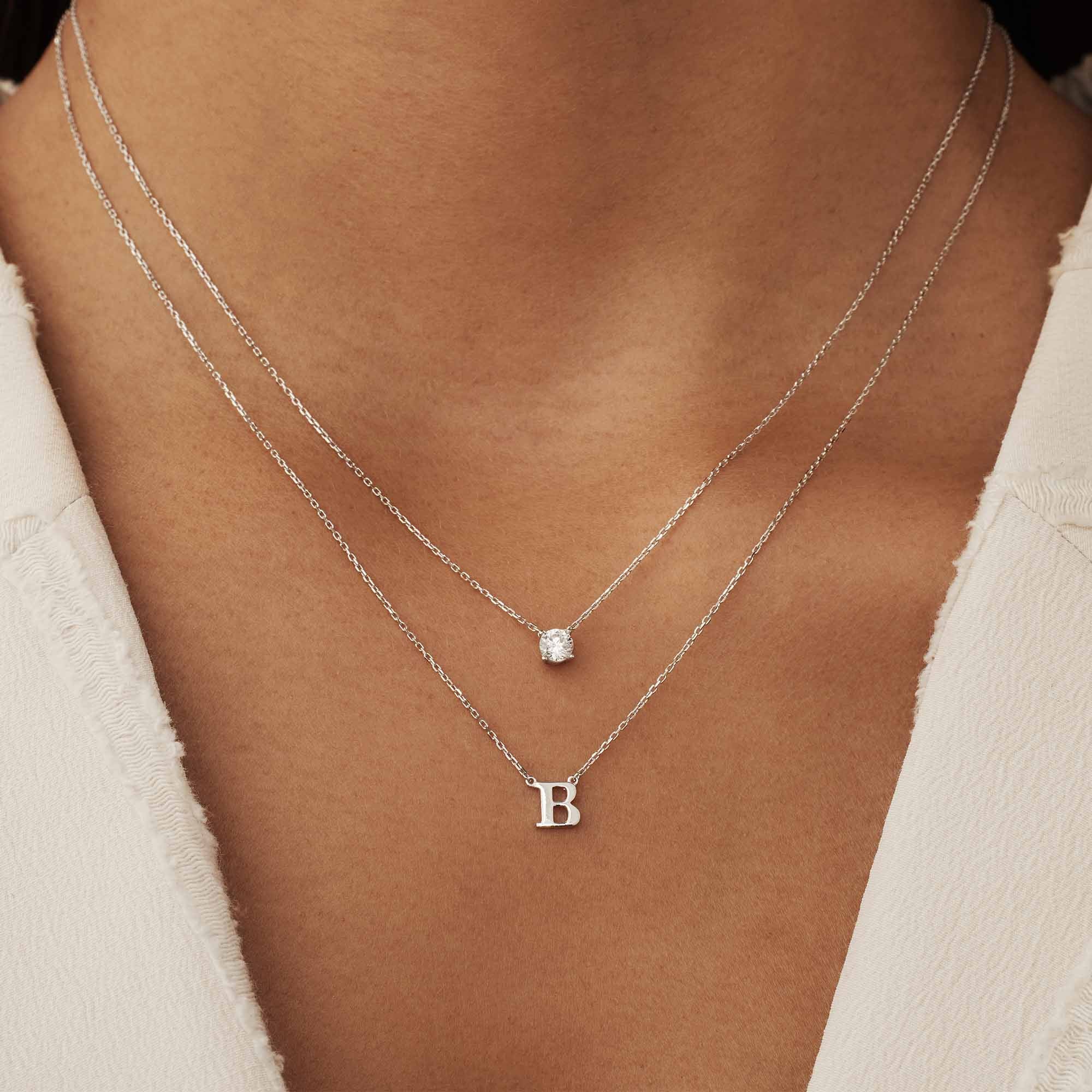 Isabel Bernard Saint Germain Chloé 14 Carat Whitegold Initial Necklace IB340061-A - Image 2