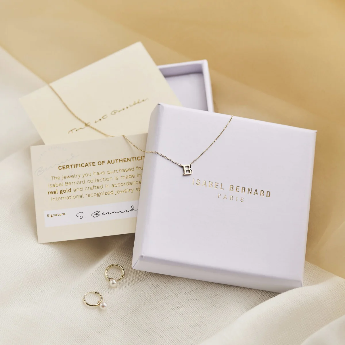 Isabel Bernard Saint Germain Nadie 14 karat white gold ear studs with sphere IB360275 - Image 3