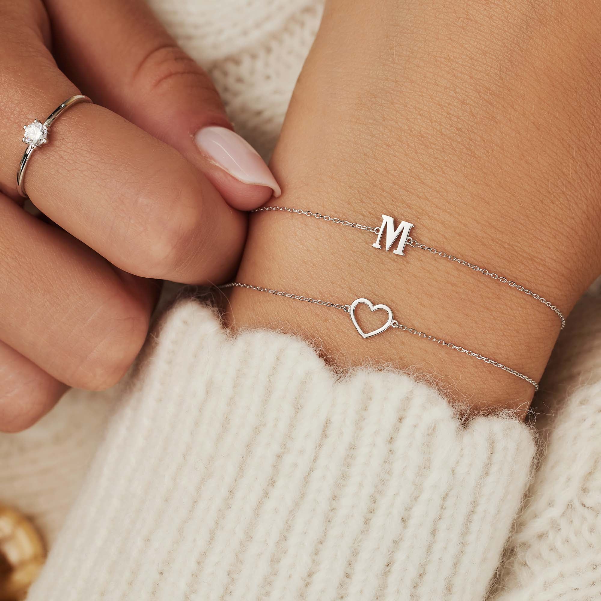 Isabel Bernard Saint Germain Rachel 14 Carat Whitegold Initial Bracelet IB320041-Z - Image 4