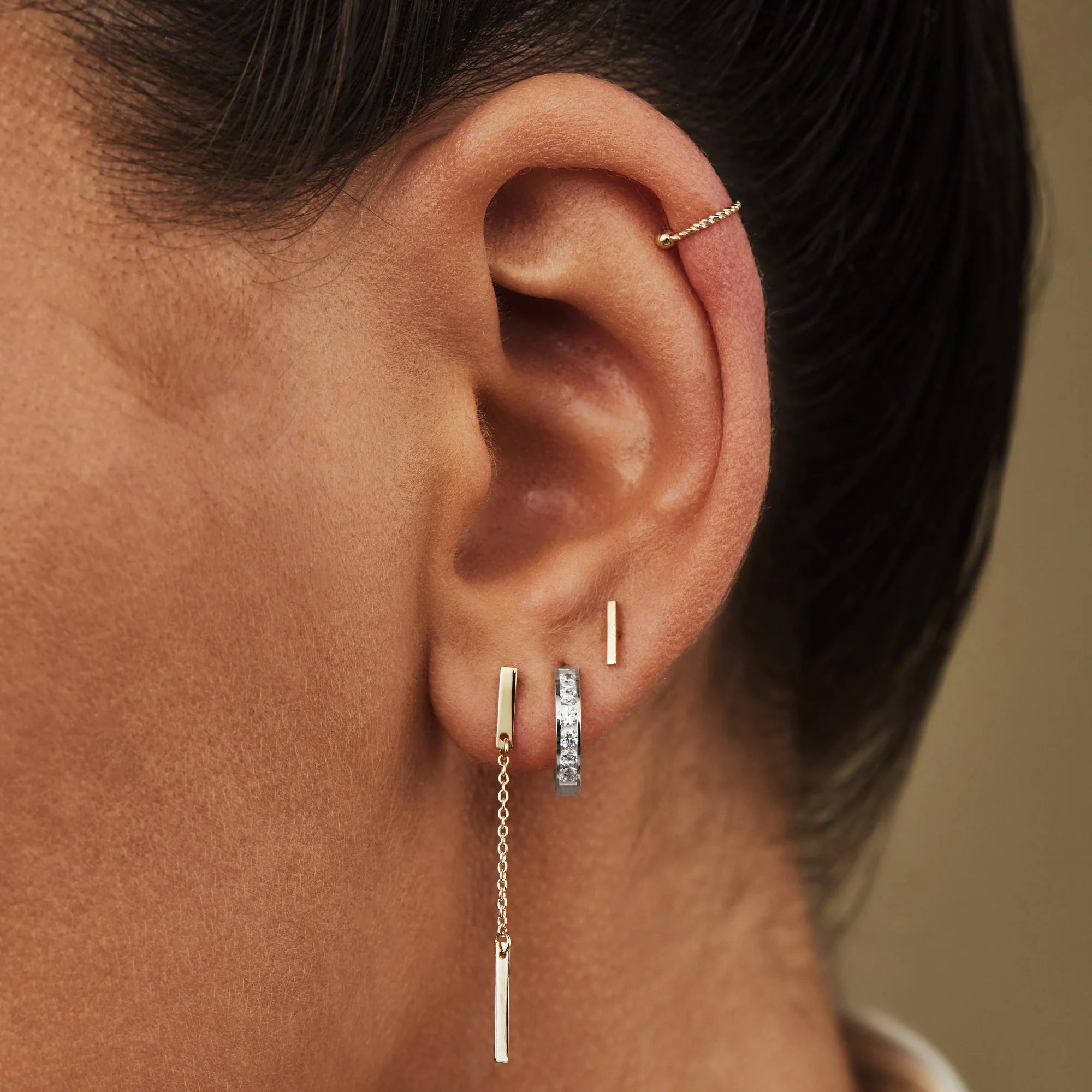 Isabel Bernard Saint Germain Tiphaine 14 Carat Whitegold Hoop EarringswithZirconia IB360094 - Image 2