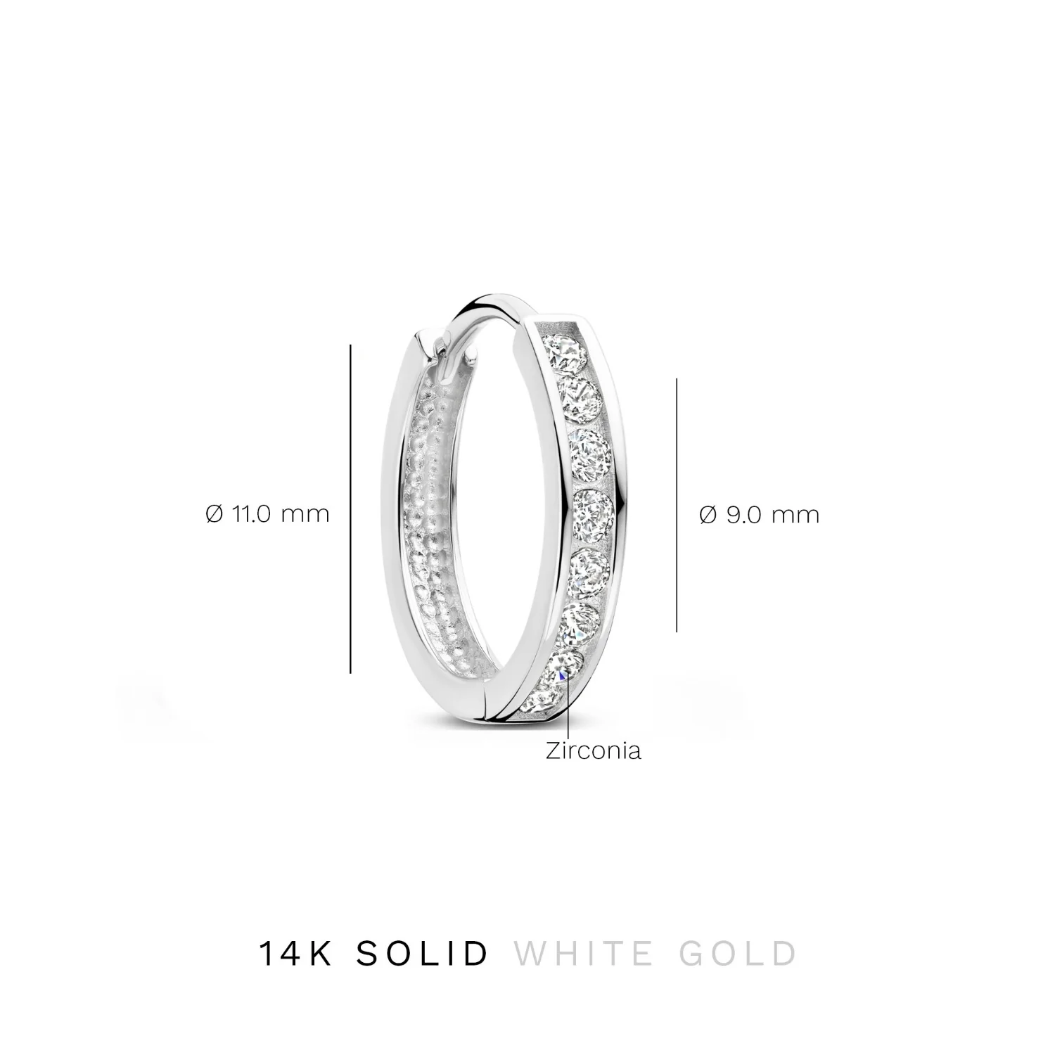 Isabel Bernard Saint Germain Tiphaine 14 Carat Whitegold Hoop EarringswithZirconia IB360094 - Image 4