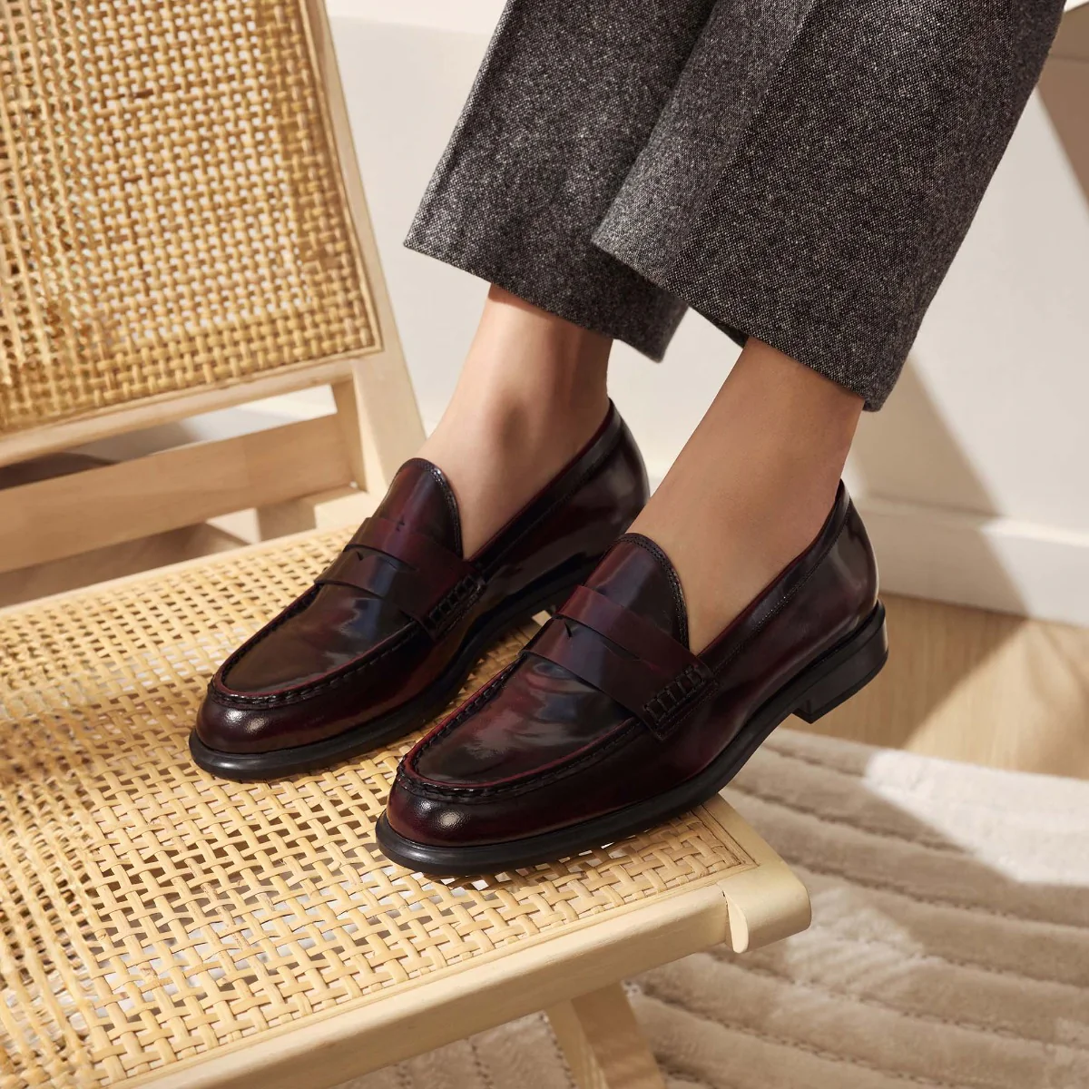 Isabel Bernard Vendôme Blandine Bordeaux Spazzolato Leather Loafers IB51015-652-39 - Image 3