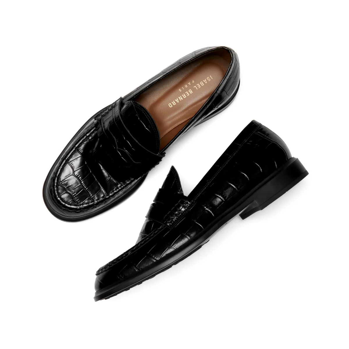 Isabel Bernard Vendôme Blandine croco black calfskin leather loafers IB51015-201-38 - Image 10