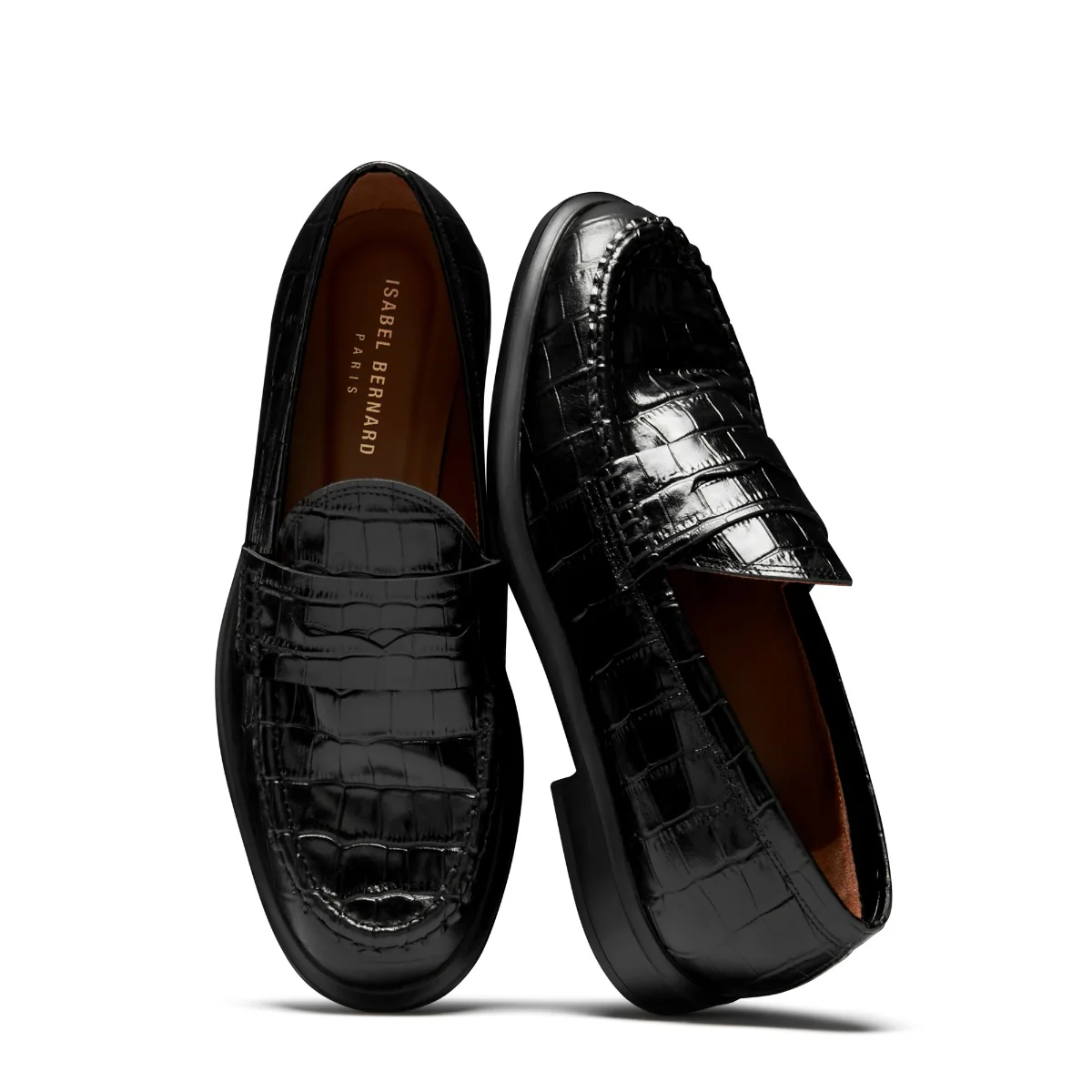 Isabel Bernard Vendôme Blandine croco black calfskin leather loafers IB51015-201-38 - Image 7