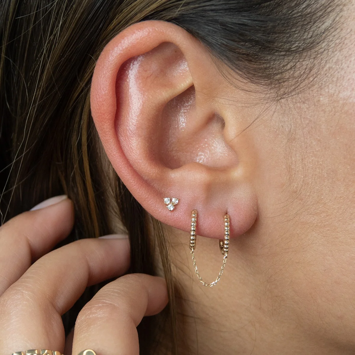 Jackie Gold 14 karat gold Ear Stud JKE23.011 - Image 2