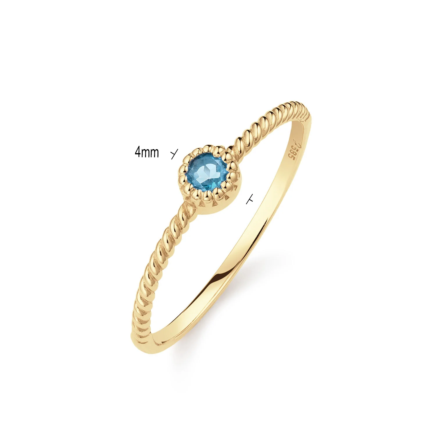Jackie Gold Grimaldi London Blue Topaz 14 Karat Gold Ring 585 JKR25.512-52 - Image 4