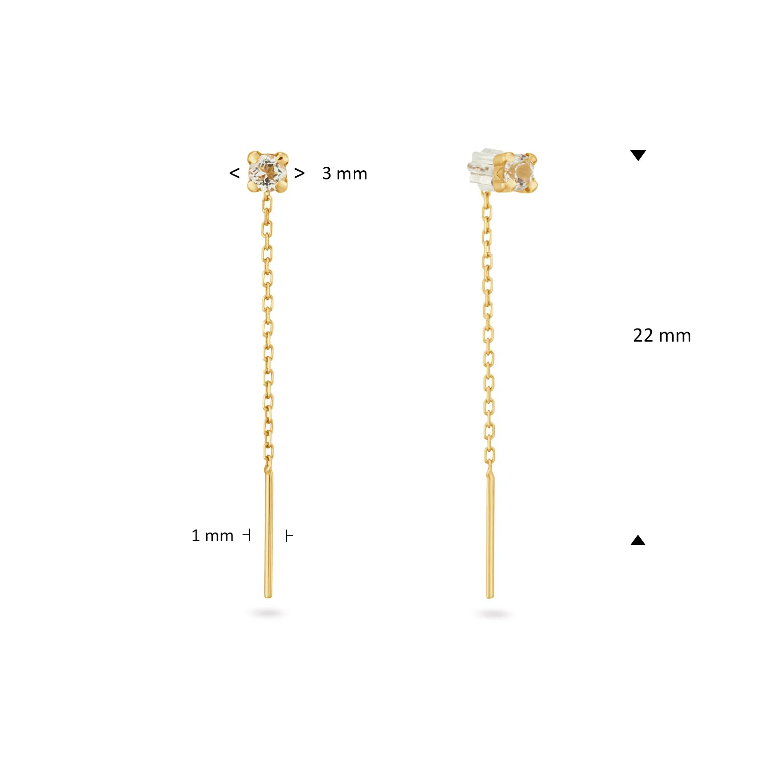 Jackie Gold Van Gogh 14 Karat Gold White Topaz Threater Studs JKE25.567 - Image 3