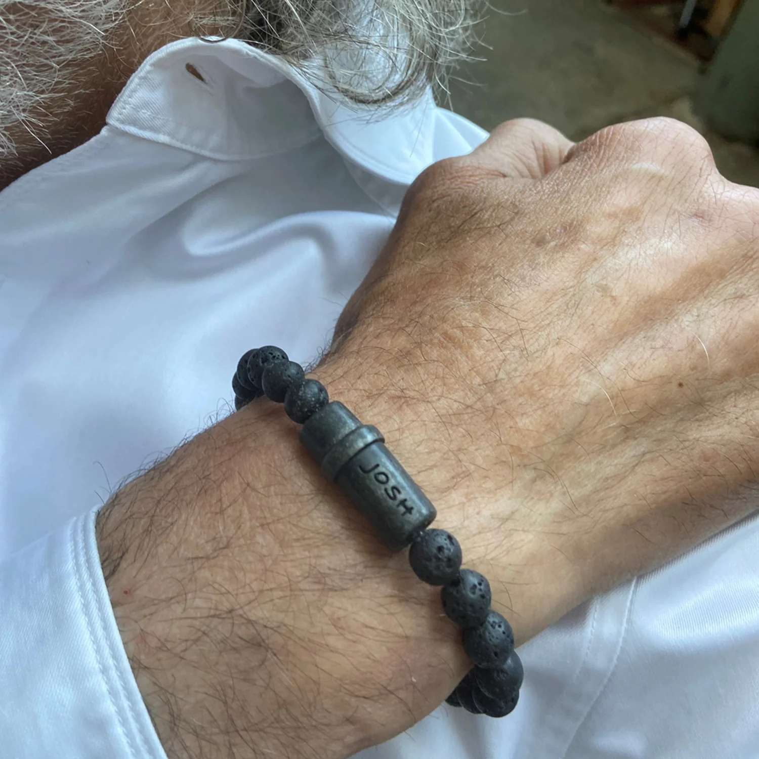 Josh Black Natural Stone Bracelet 09285VB/LAVA/MED - Image 2