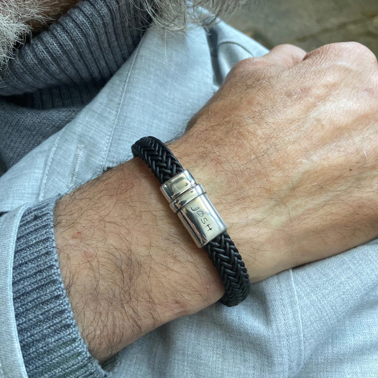 Josh Black Natural Stone Bracelet 09332SL/BLCK/LME - Image 2
