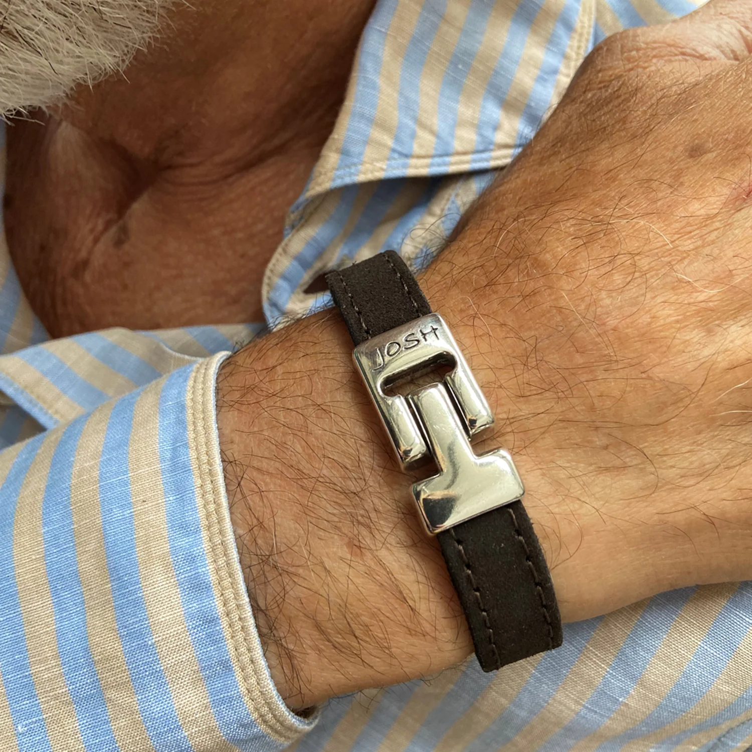 Josh Brown Leather Bracelet 25037SL/BRWN/MED - Image 2