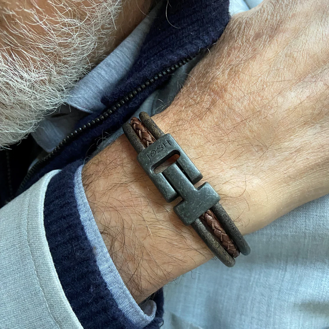 Josh Brown Leather Bracelet 25045VB/BRWN/MED - Image 2