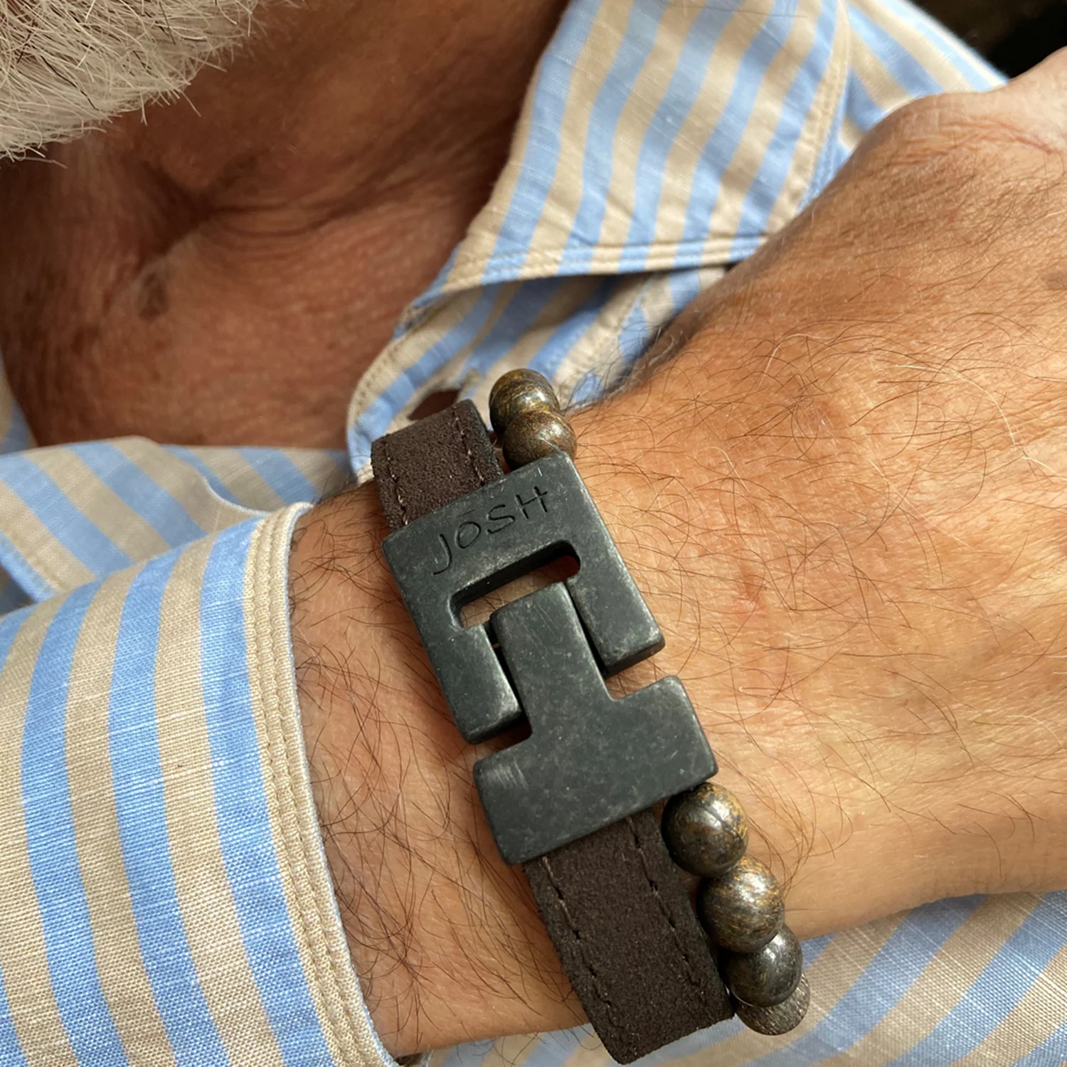 Josh Brown Natural Stone Bracelet 25039VB/BRWN/MED - Image 2