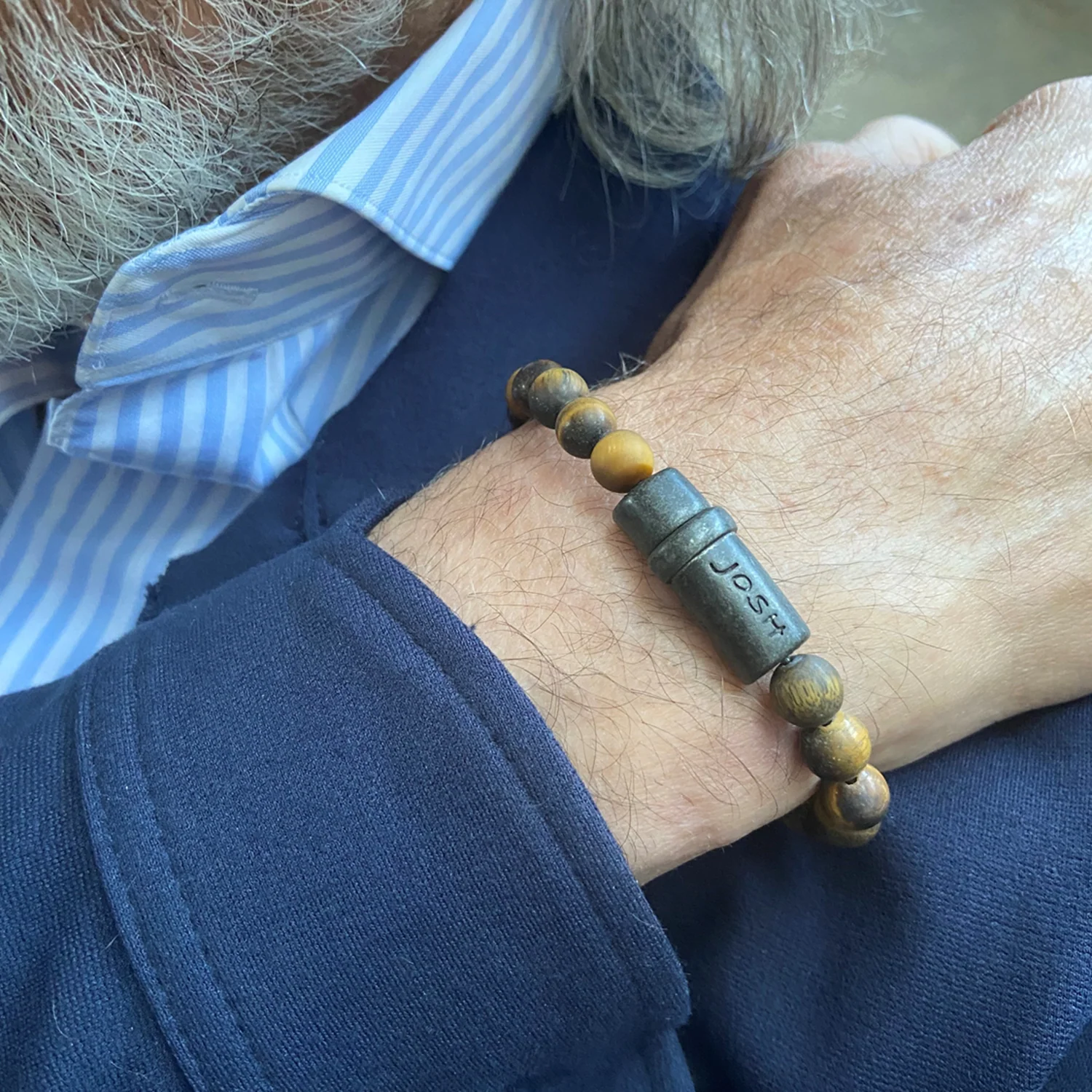 Josh Cognac Natural Stone Bracelet 09285VB/MTCG/MED - Image 2
