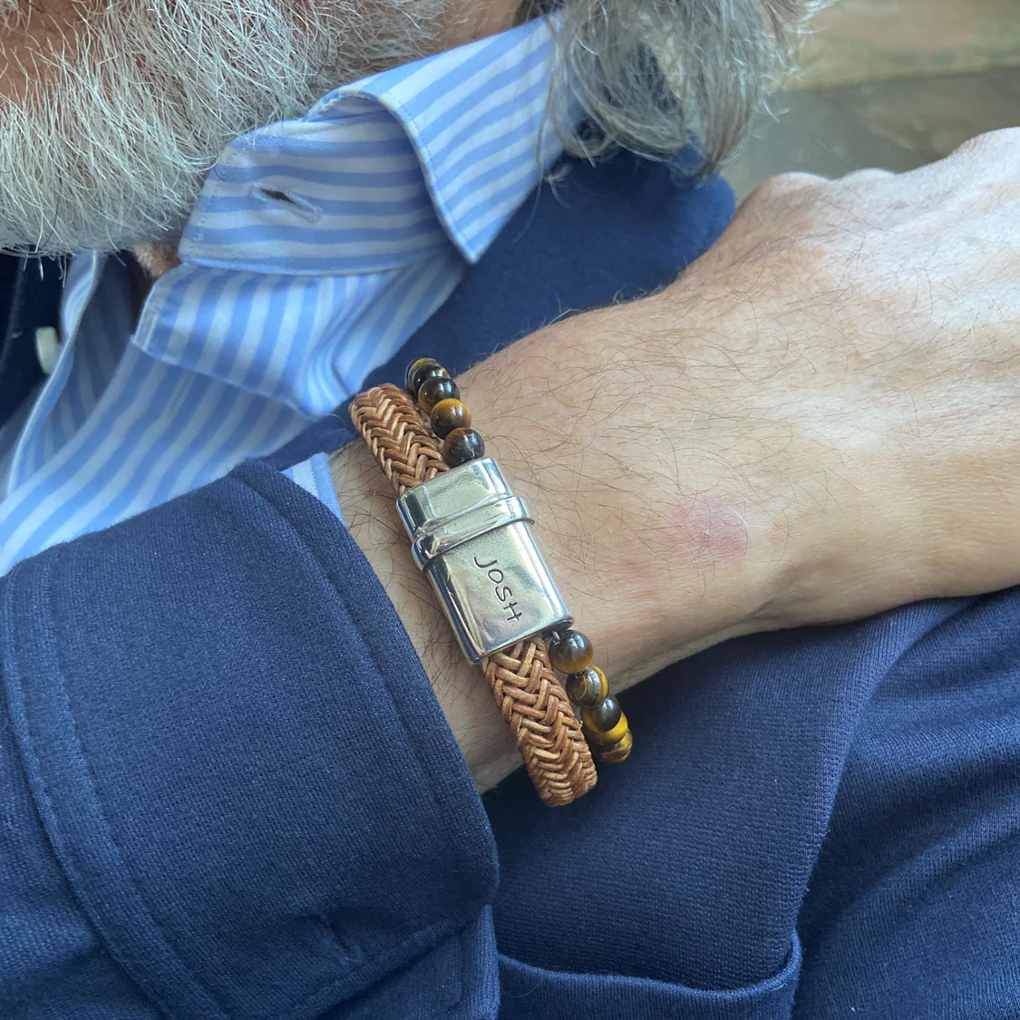 Josh Cognac Natural Stone Bracelet 09333SL/CGNC/MED - Image 2